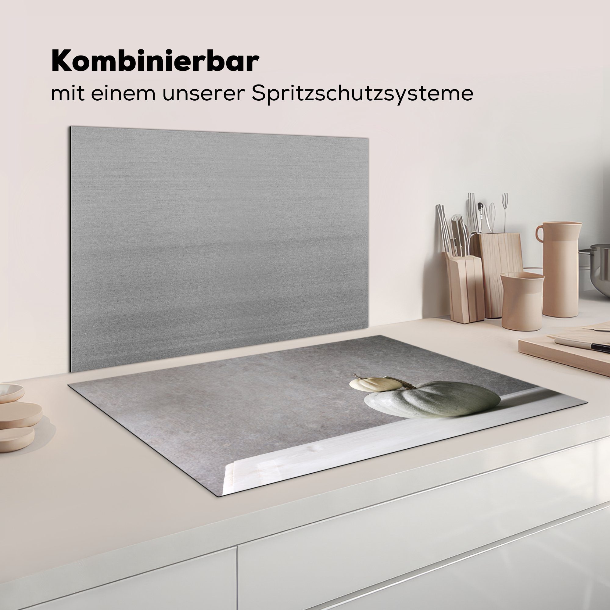 aus Vinyl, die Minimalistische Ceranfeldabdeckung Herdblende-/Abdeckplatte für küche, Kürbissen, MuchoWow cm, Herbstdekoration (1 Schutz Induktionskochfeld 81x52 tlg),