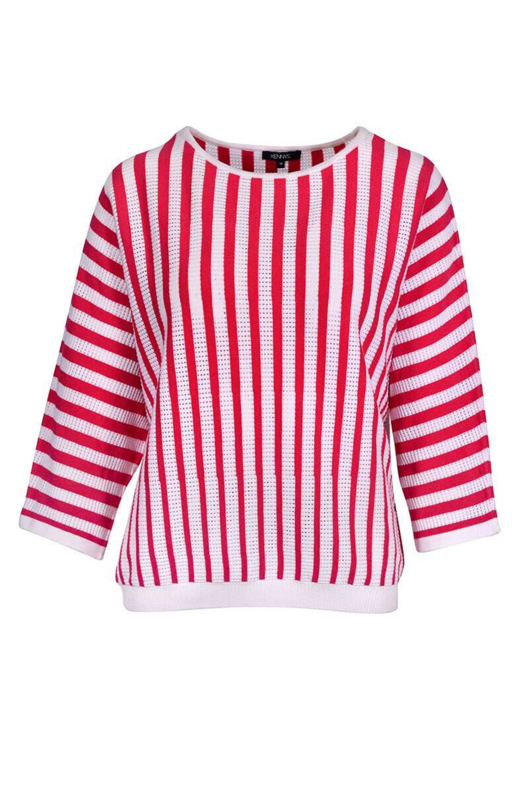 Kenny S. Rundhalspullover 510384 3/4 A. PULLI STREIFEN