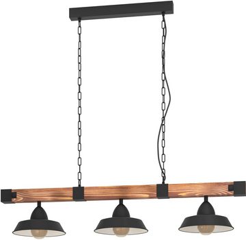 EGLO Pendelleuchte OLDBURY, ohne Leuchtmittel, Vintage Pendelleuchte, Industrial, aus Stahl und Holz, E27, 118 cm