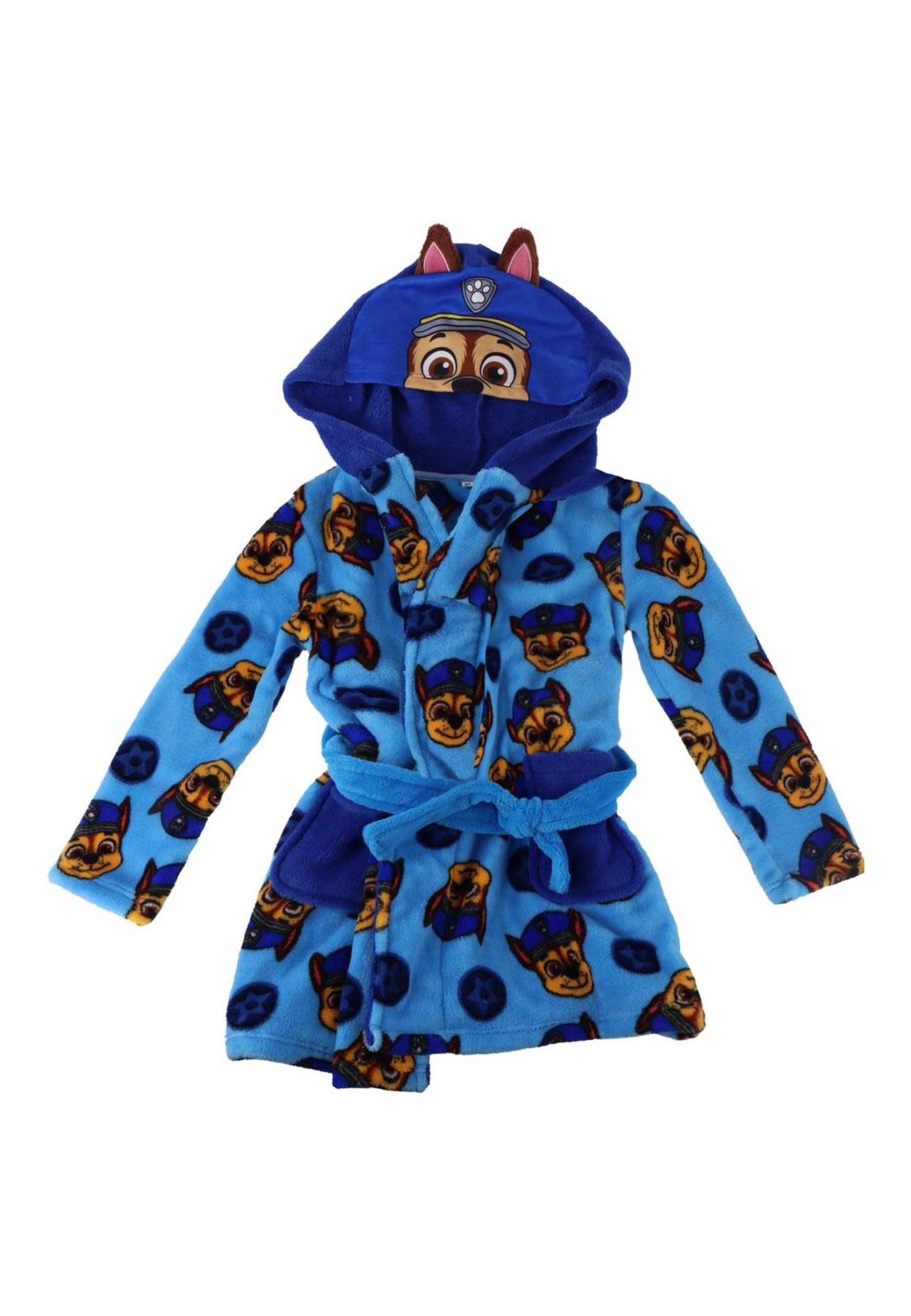 Disney Bademantel Kinder Fleece-Bademantel mit Chase (Paw Patrol) Kapuze, 100% POLYESTER