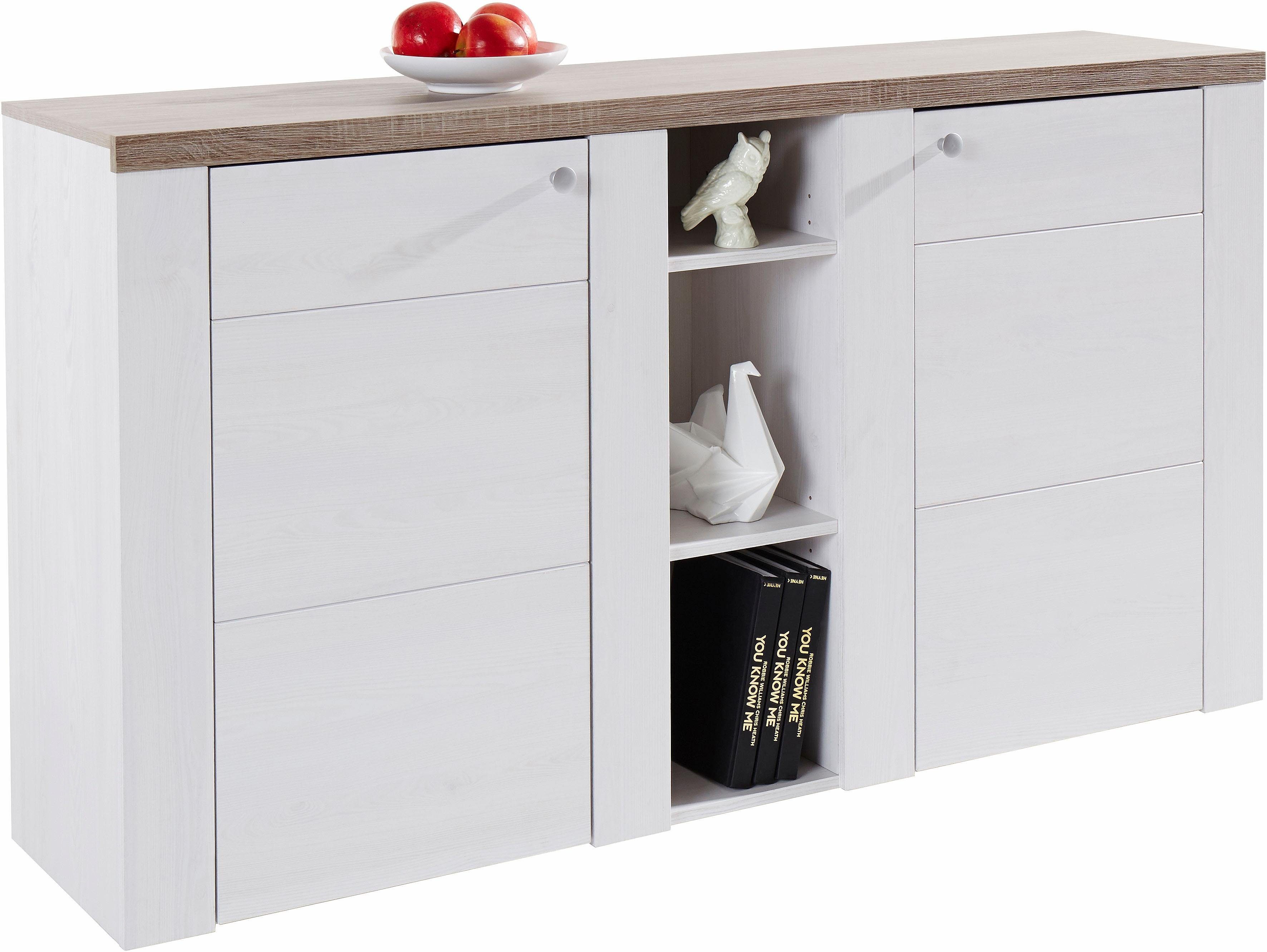 OTTO home Sideboard Larona, zeitlose Kommode mit 2 Türen, Türkommode, Breite 155 cm, Höhe 84 cm, viel Stauraum, Anrichte mit dekorativer Rahmenoptik
