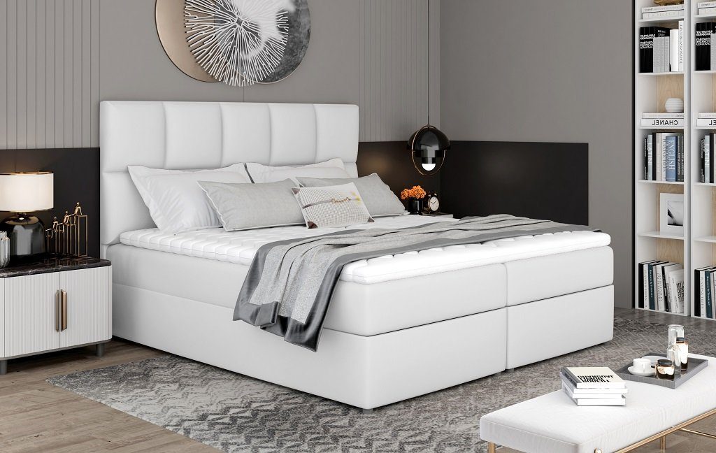 JVmoebel Bett, Designer Betten Weiß Ehebett Boxspring Doppelbett neu Designerbett