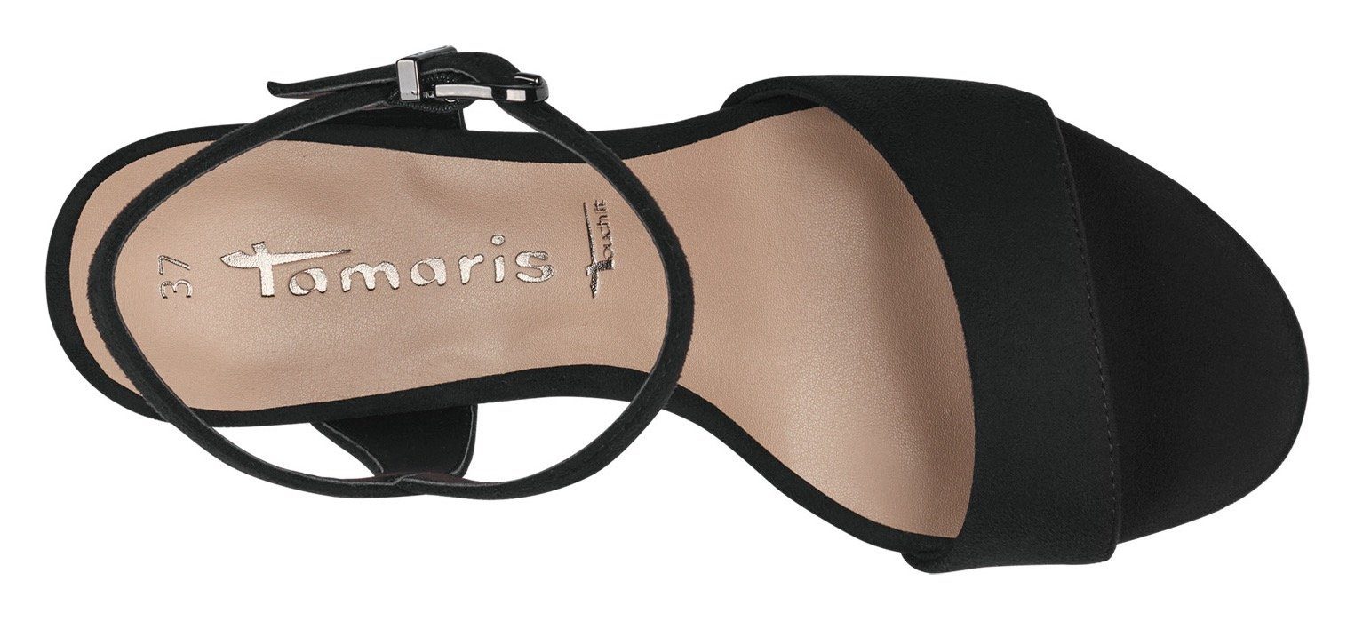 Tamaris Sandalette Trichterabsatz, Abendschuh mit verstellbarem Fesselriemchen. Reduzierter Preis € 44,95. Unverbindliche Preisempfehlung € 49,95