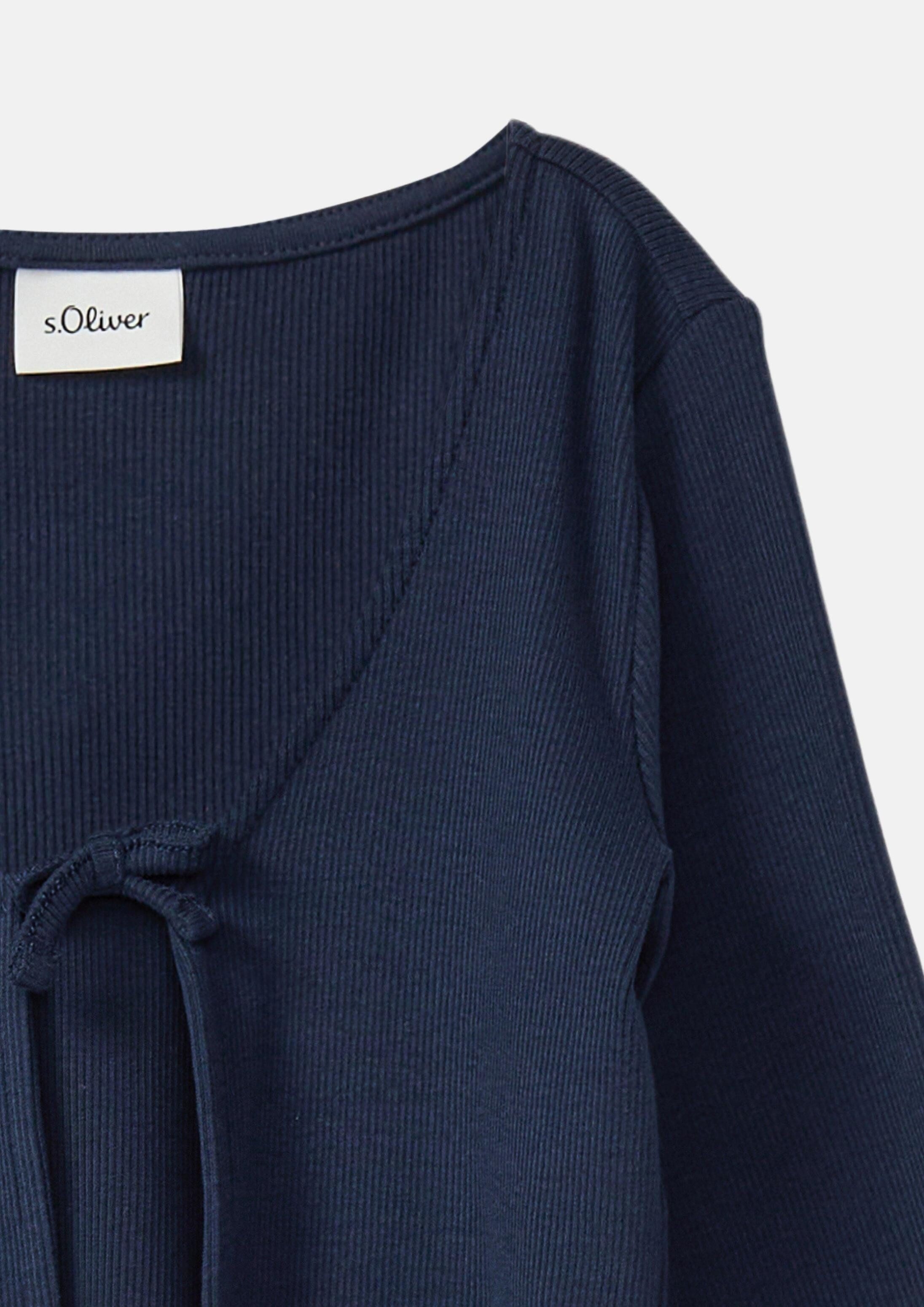 s.Oliver Cardigan Indoor-Jacke Weiche Rippjacke mit Bindeband und Konstrastdetails – Bild 4 von 4