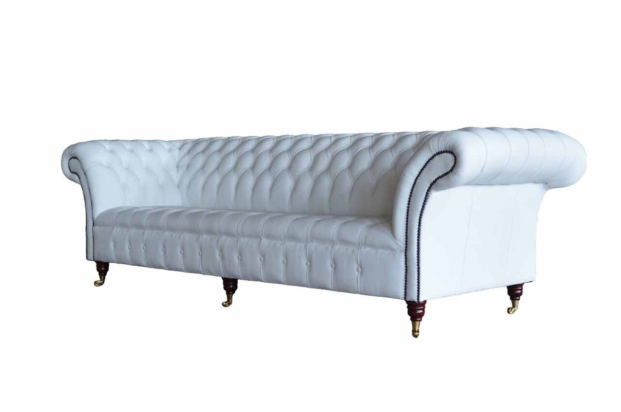 JVmoebel Sofa Weiß Sofas 4 Sitzer Textil Stoff, Sofa Europe Made In Design Chesterfield Luxus