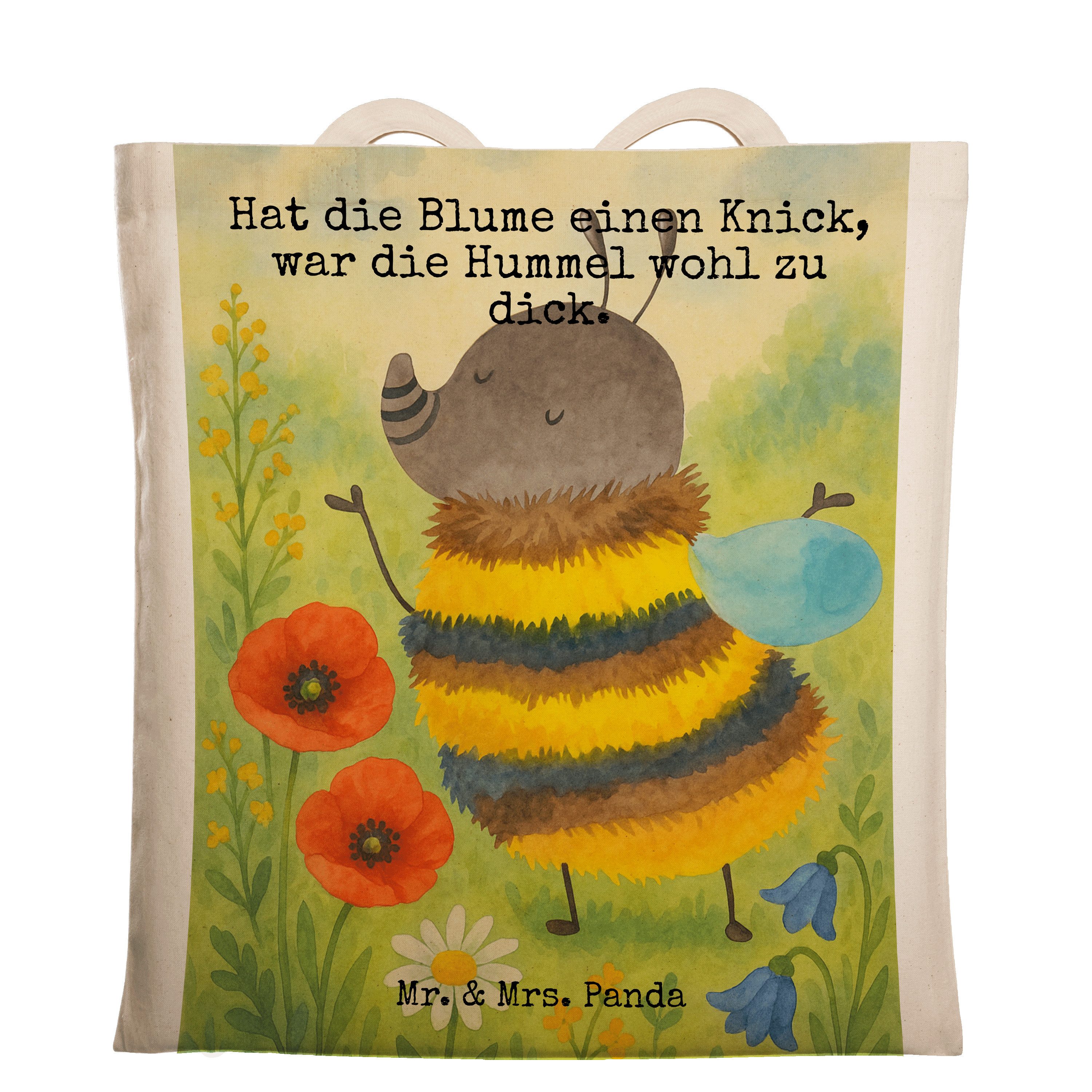 Mr. & Mrs. Panda Tragetasche Hummel flauschig Design, Tote Bag, Weiß, Tasche, Biene, Beutel, Bag, (Packung), totebag textiltasche Hummel