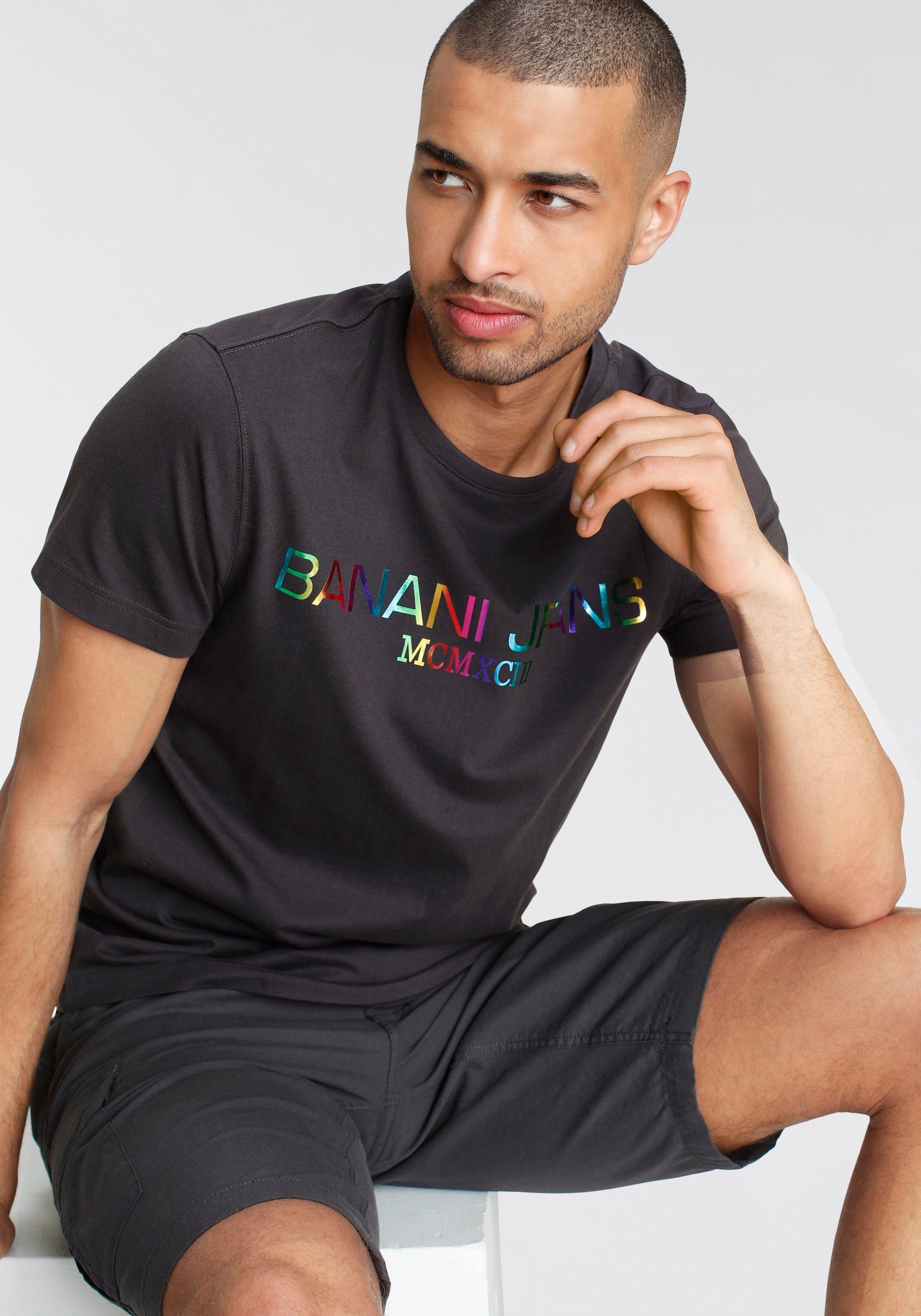 Bruno Rainbowprint anthrazit Banani T-Shirt mit