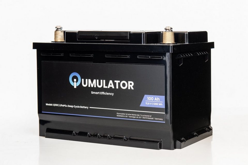 iQumulator Q100 Solarakkus LiFePO4 Versorgungsbatterie kompakt, 100Ah (12,8  V), Deep Cycle Battery