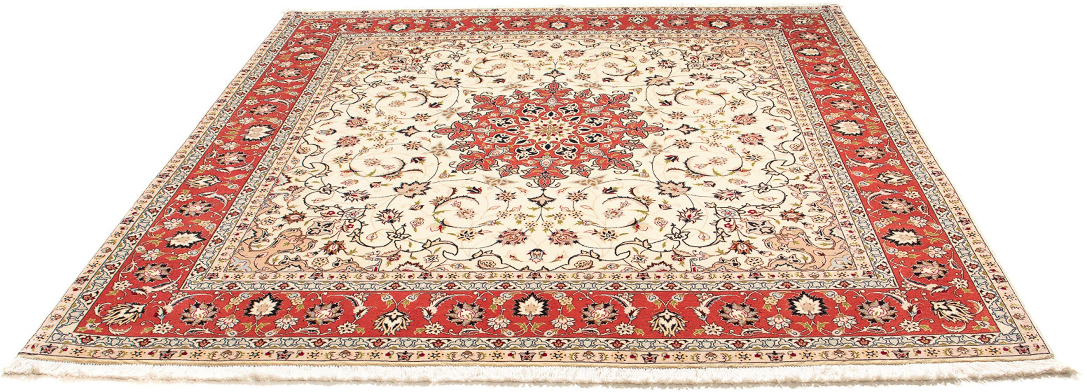 Orientteppich Perser - Täbriz - Royal quadratisch - 209 x 208 cm - beige, morgenland, quadratisch, Höhe: 7 mm, Wohnzimmer, Handgeknüpft, Einzelstück mit Zertifikat