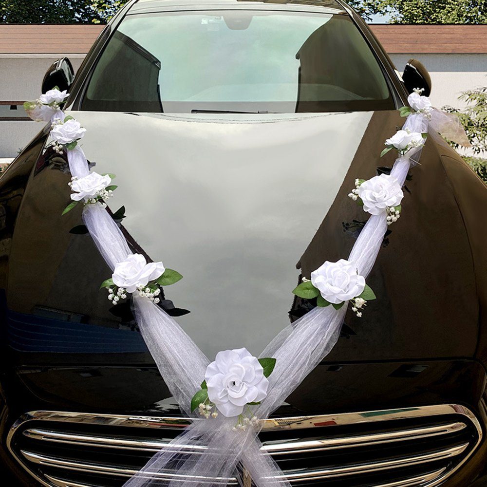 Kunstblume Autoschmuck Hochzeit Motorhaube Auto Wedding Deko Girlande, Coonoor