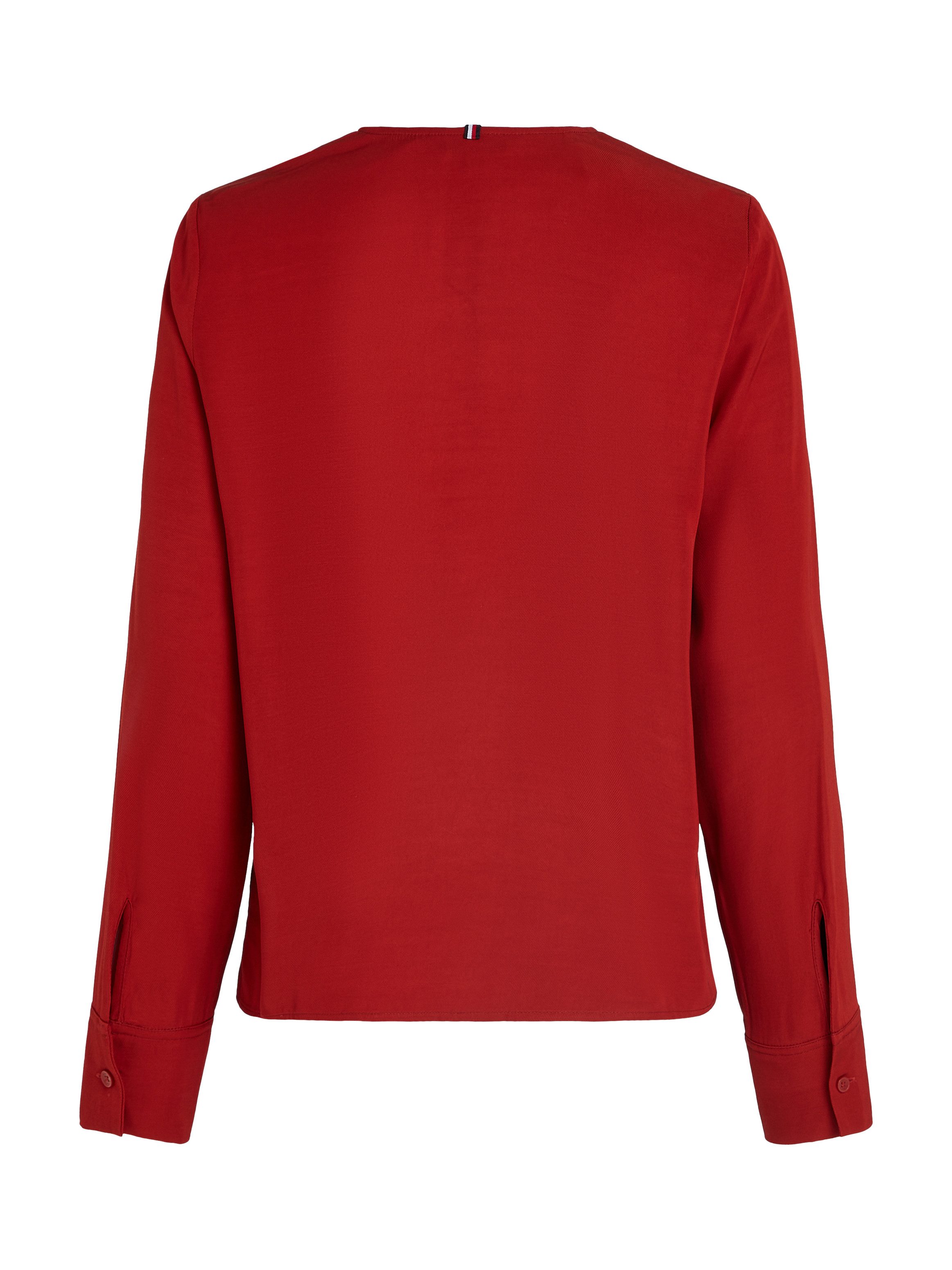 Tommy Hilfiger Klassische Bluse VISCOSE REGULAR V-NECK LS BLOUSE mit Tommy Hilfiger Flagge