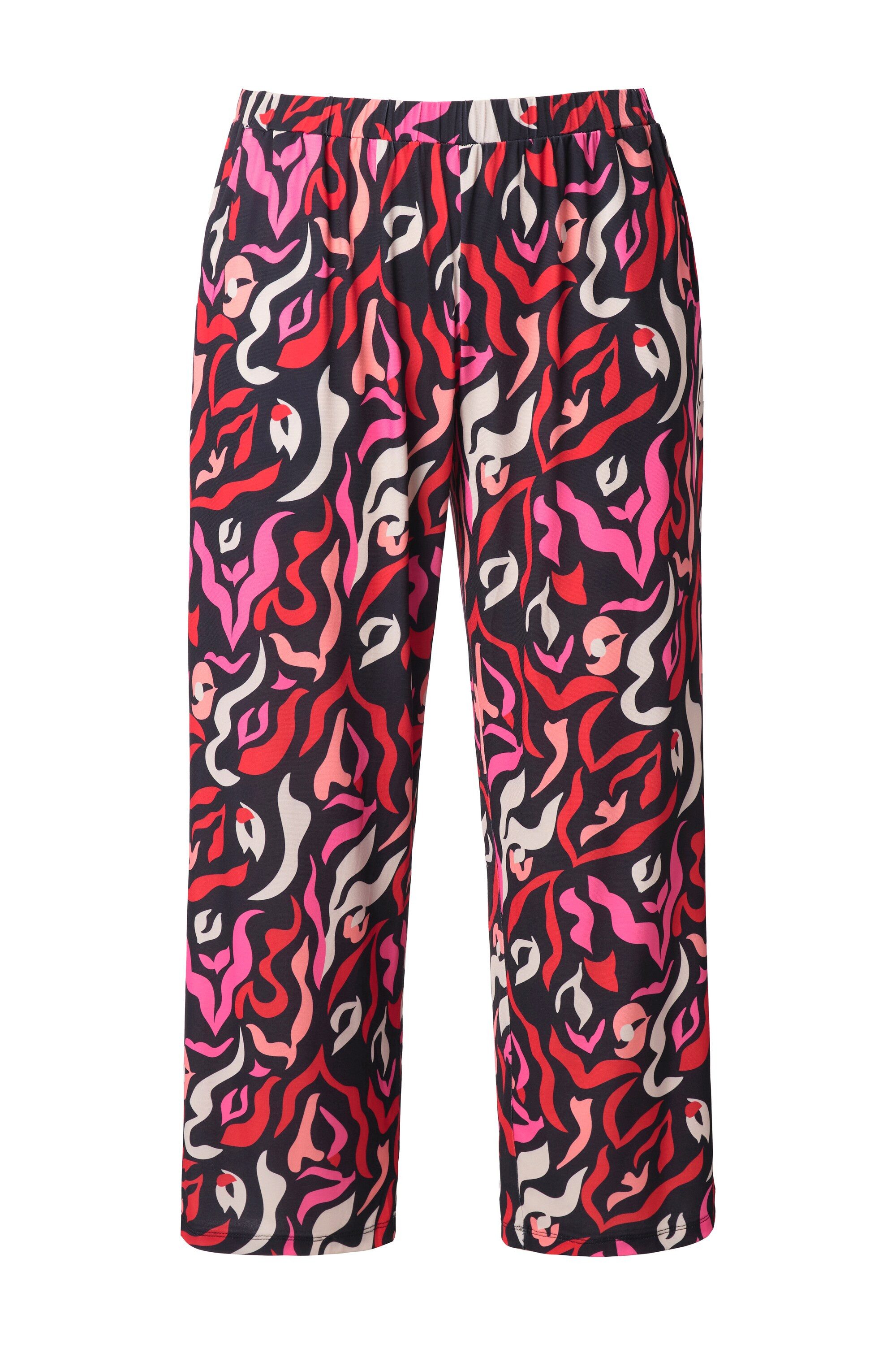 Ulla Popken Schlupfhose 7/8-Jerseyhose Zebramuster weites Bein Elastikbund
