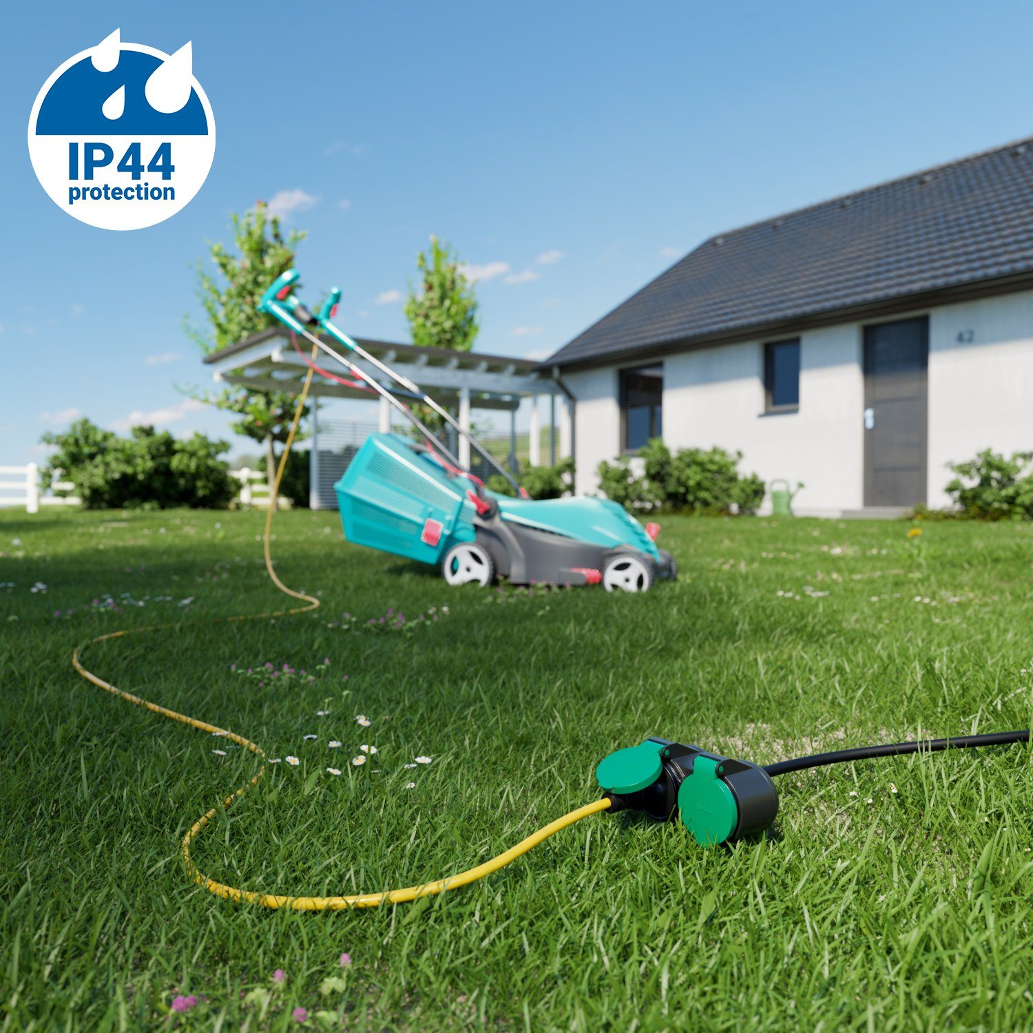 deleyCON deleyCON 10m Outdoor Verlängerungskabel Stromkabel Stecker zu 2x Stromkabel – Bild 3 von 5
