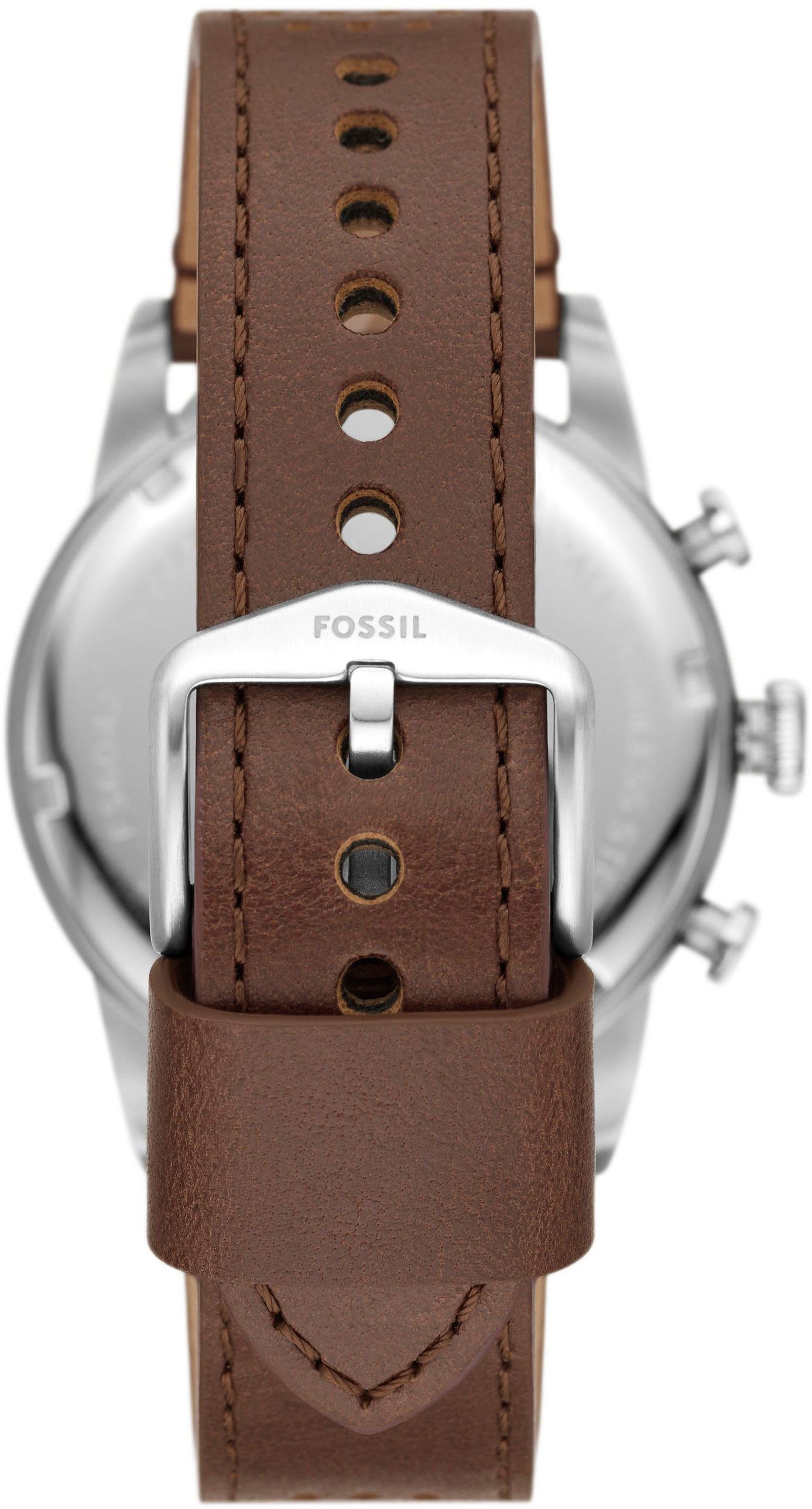 Fossil Chronograph SPORT TOURER FS6042, Quarzuhr, Armbanduhr, Herrenuhr, Lederarmband, analog, Tag