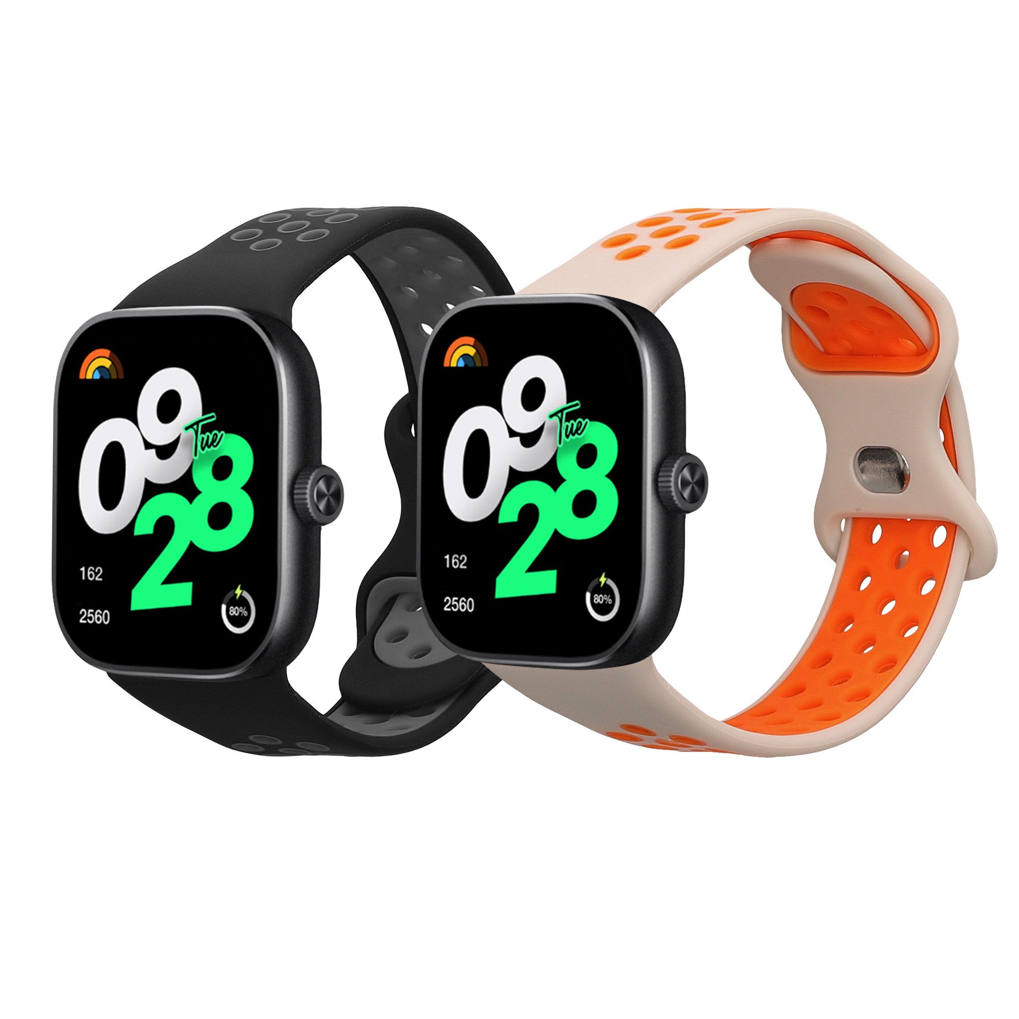 kwmobile 2x Uhrenarmband für Xiaomi Redmi Watch 4 Armband Smartwatch, 2-tlg., Fitnesstracker Band Set aus TPU Silikon - Ersatzarmband Smartwatch