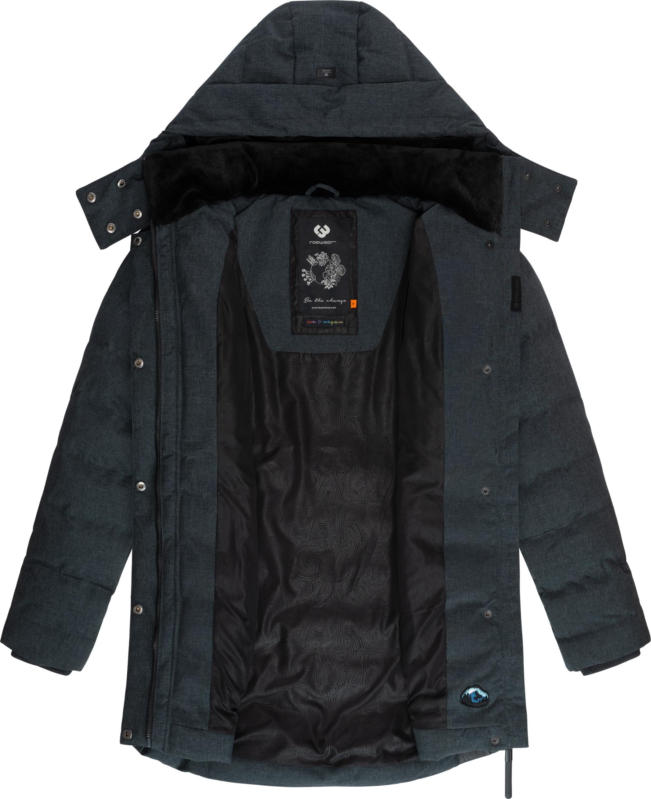 Ragwear Winterjacke Ashanta Block Wasserdichter gesteppter Winterparka mit gefütterter Kapuze