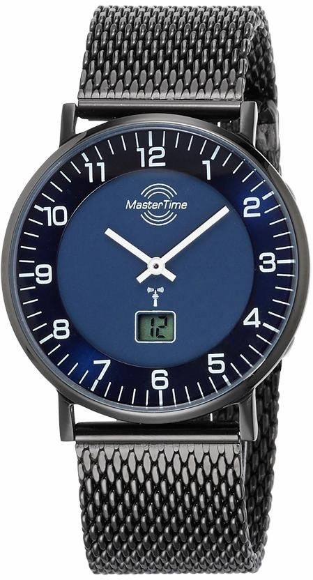 MASTER TIME Funkuhr MTGS-10559-32M, mit Langzeitbatterie, Edelstahlgehäuse,  schwarz IP-beschichtet, Ø ca. 42 mm