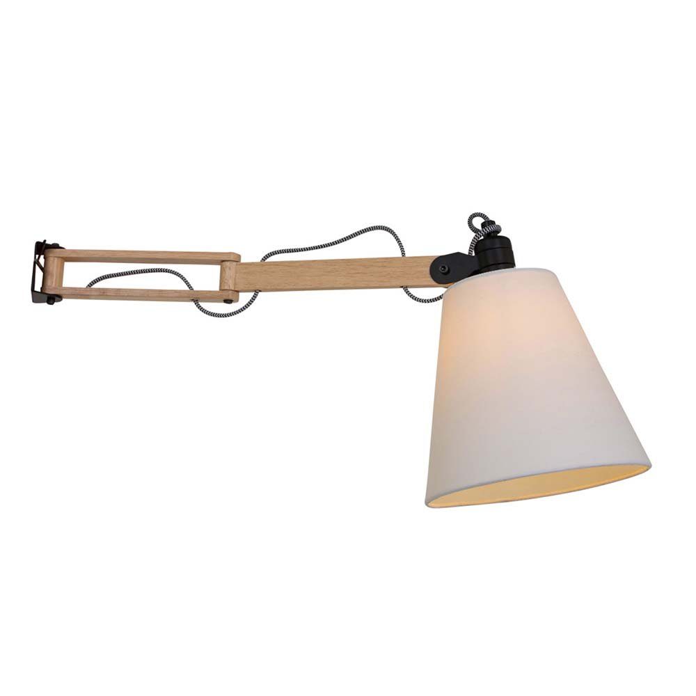 Steinhauer LIGHTING Wandleuchte, Leuchtmittel nicht inklusive, Wandlampe Wandleuchte Holzlampe schwenkbar Wohnzimmerleuchte Textil