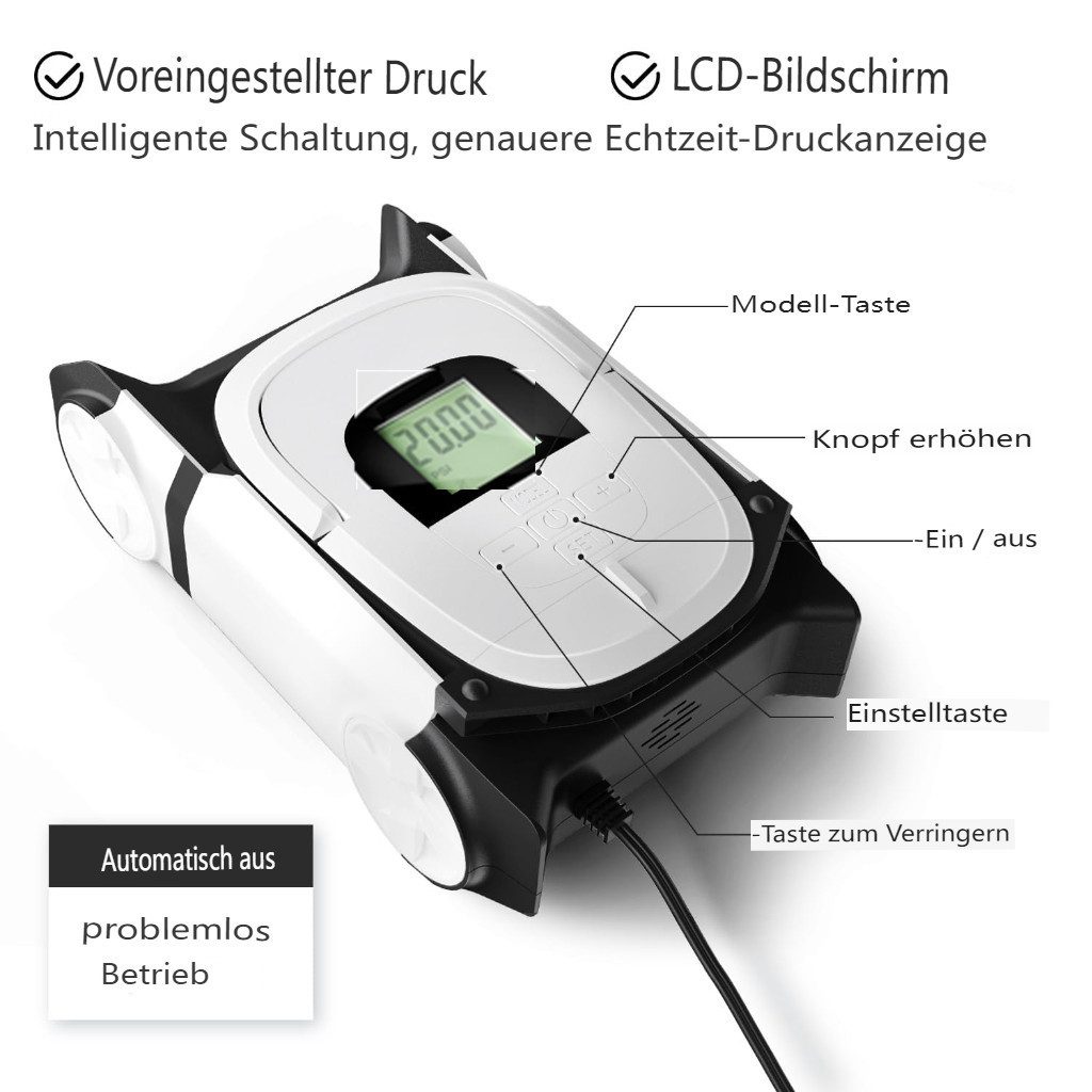 AUDEW SUP-Pumpe 22PSI Tragbare Elektrische Luftpumpe DC12V Elektropumpe, mit 6 Düsen, Für Paddleboard, SUP-Board, Luftmatratzenm