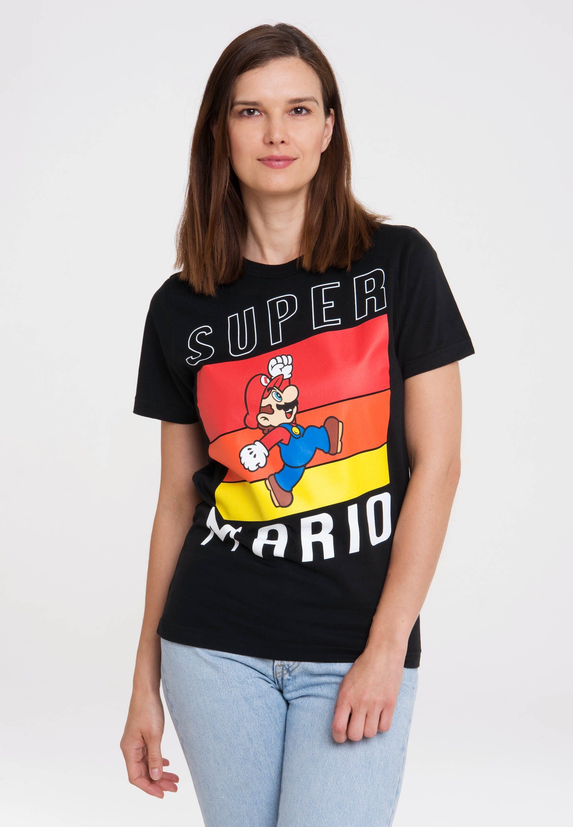 Print LOGOSHIRT Jump Super mit lizenziertem - Mario T-Shirt