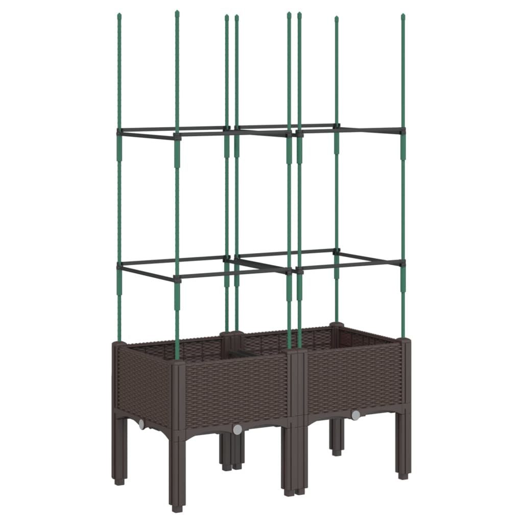 vidaXL Blumentopf Pflanzkübel mit Rankgitter Braun 80x40x142,5 cm PP (1 St)