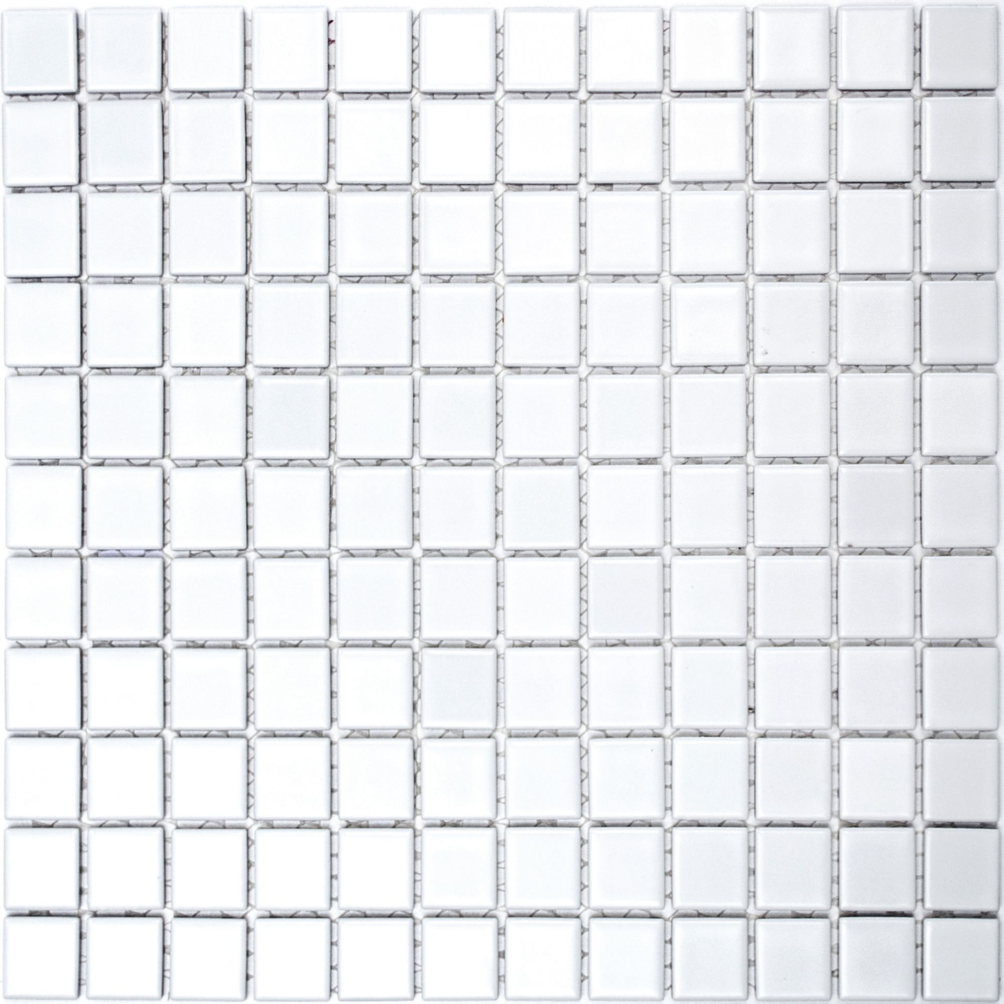 Mosafil Mosaikfliesen Keramik Mosaik Fliesen Hakan Glänzend, Keramik 32.200x30.000, weiß, Verlegefertig auf ein Netz geklebt - Frostsicher - Wasserfest
