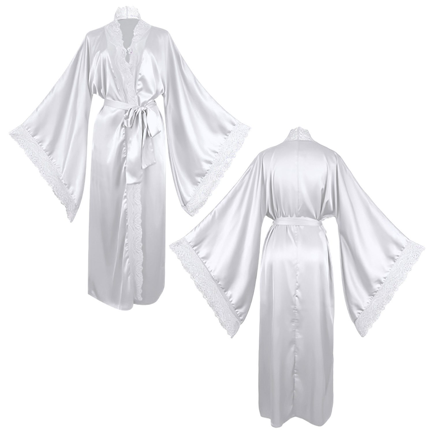Refttenw Pyjama Satin Bademantel,V-Ausschnitt Nachthemd,Spitze Nachtkleid,m günstig online kaufen