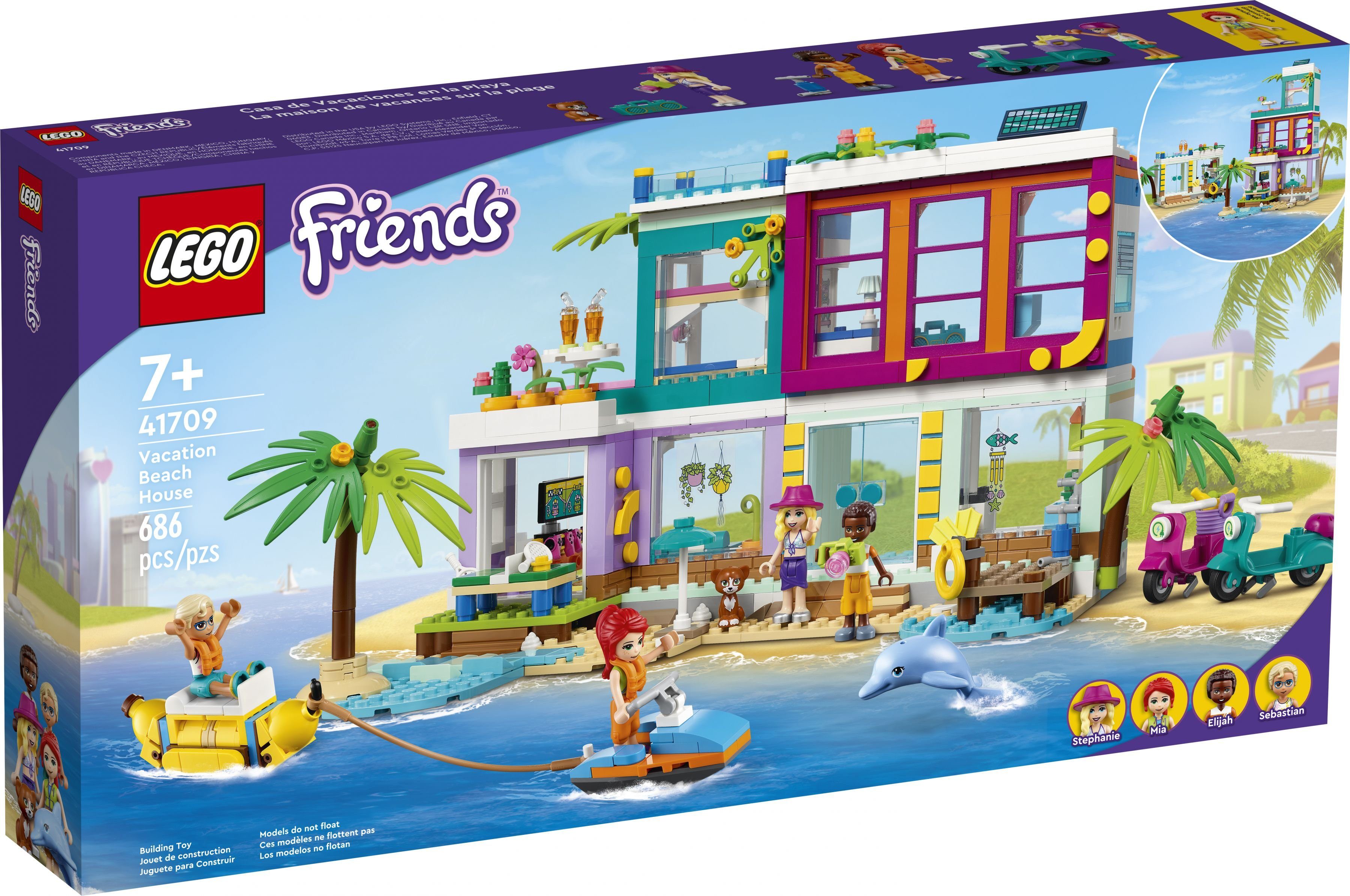 LEGO® Konstruktionsspielsteine LEGO® Friends - Ferienhaus am Strand, (Set, 686 St)