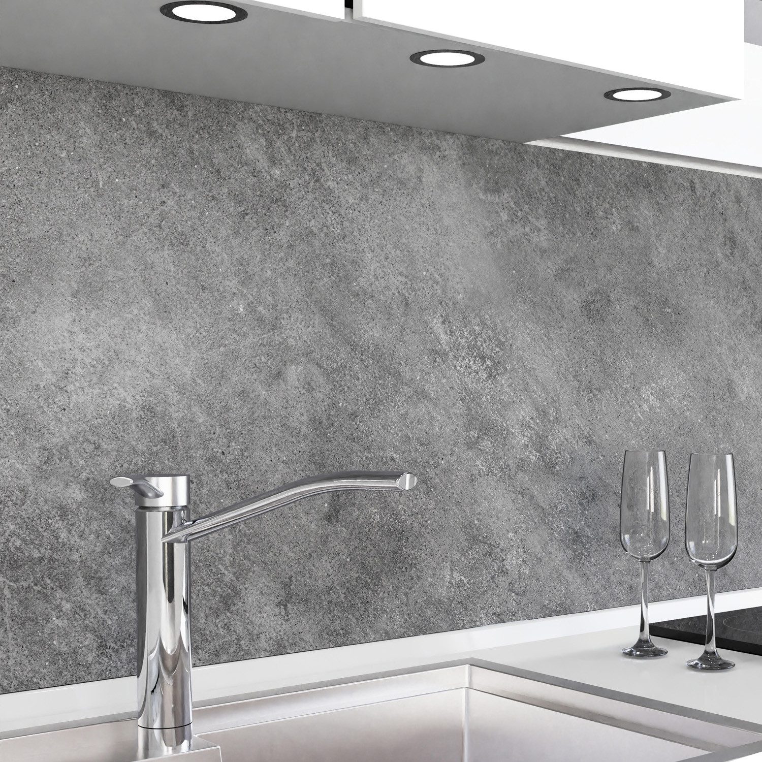 danario Küchenrückwand Folie selbstklebend - Matt - Spritzschutz Küche - versteift & robust