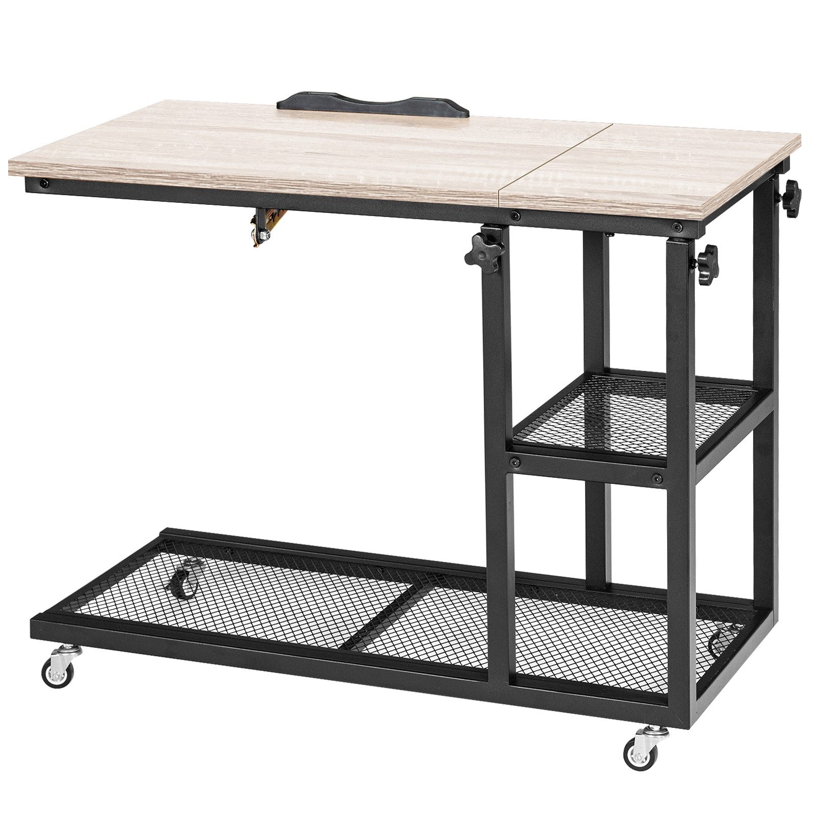 KOMFOTTEU Beistelltisch Laptoptisch, mit 5 Ablagen, mit Rollen, in C Form günstig online kaufen