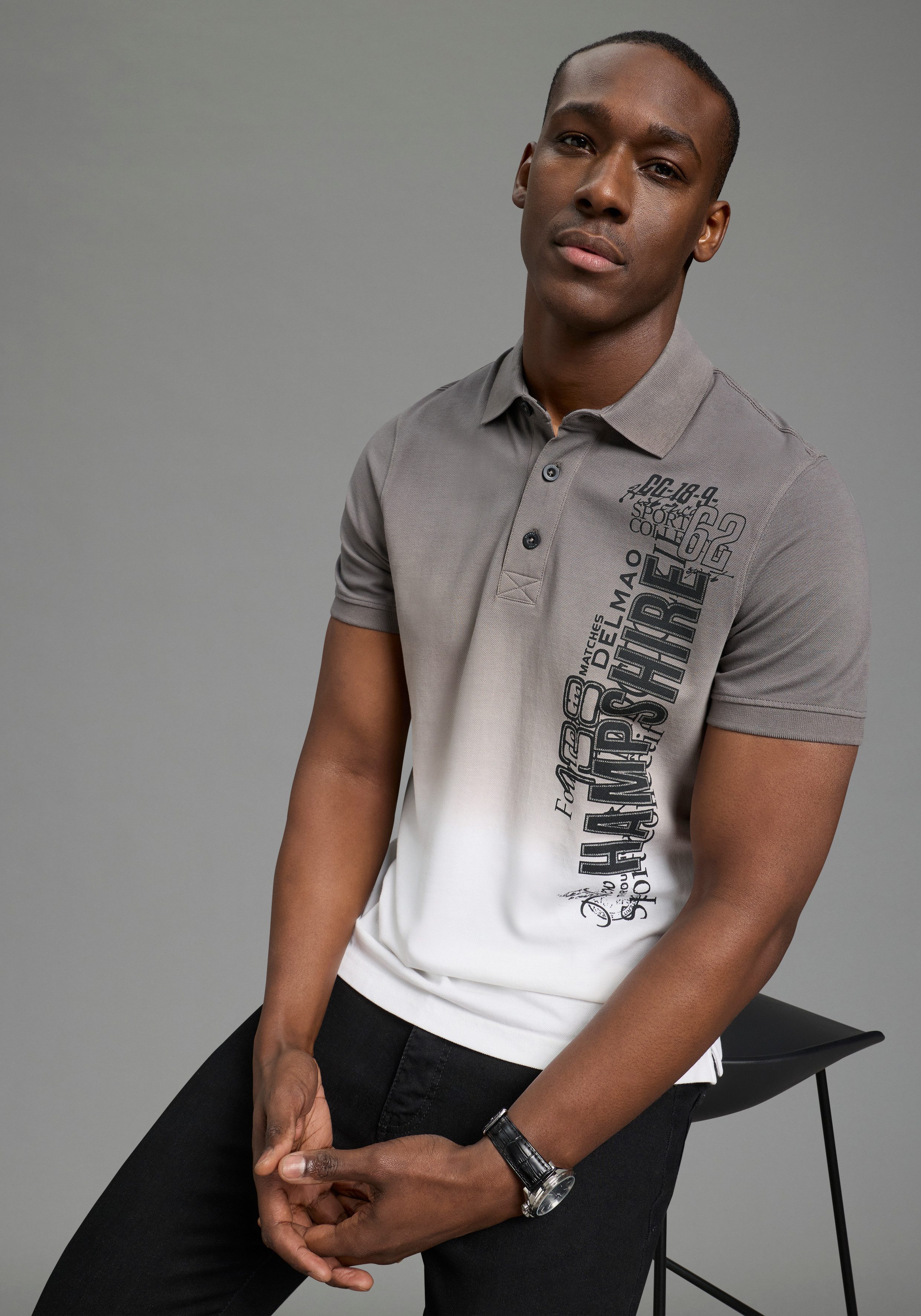 DELMAO Poloshirt kurzärmelig, lässiges Batikmuster, Polokragen