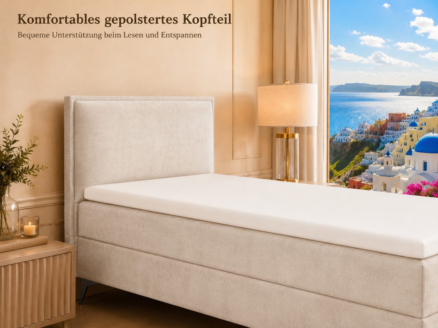Best for Home Boxspringbett K16 Single SLIM mit Bettkasten & Bonellfederkernmatratze, Topper H3 (Einzelbett, Polsterbett, Juniorbett, Hotelbett, versch. Größen, – Bild 4 von 5