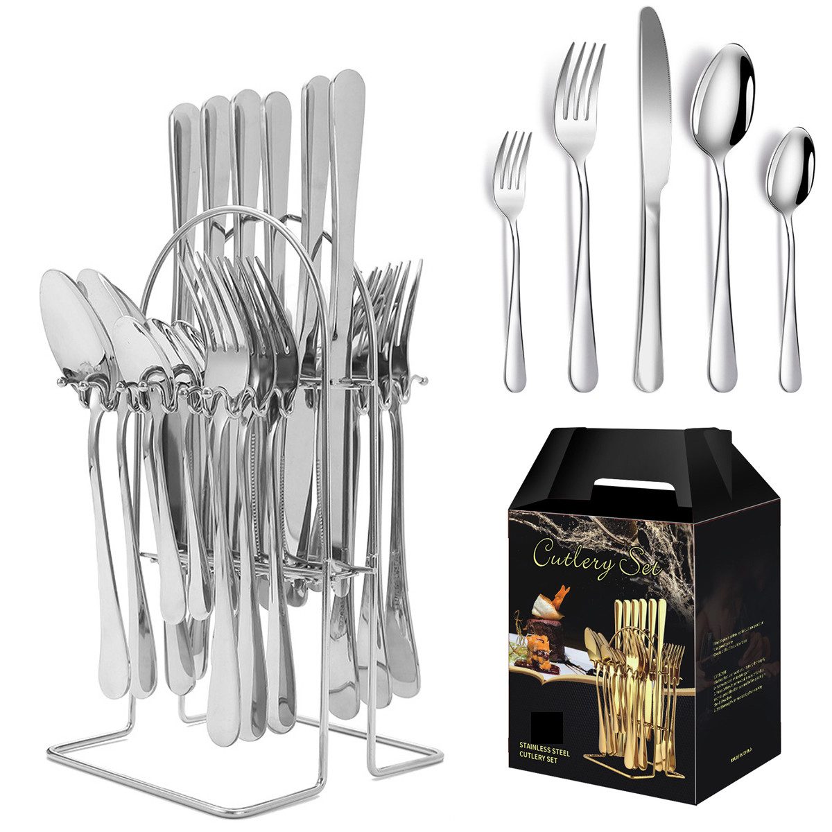 ibettertec Besteck-Set Besteckset,30 Stück Edelstahl Besteck Set 6 Personen,Spiegelpoliert, 6 Personen
