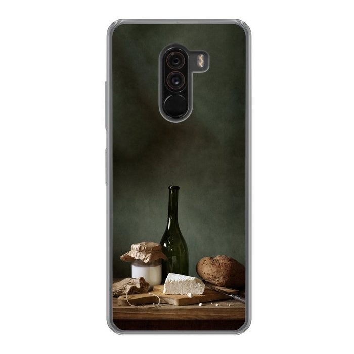 MuchoWow Handyhülle Rustikal - Brie - Stillleben - Flasche - Brot Phone Case Handyhülle Xiaomi Pocophone F1 Silikon Schutzhülle
