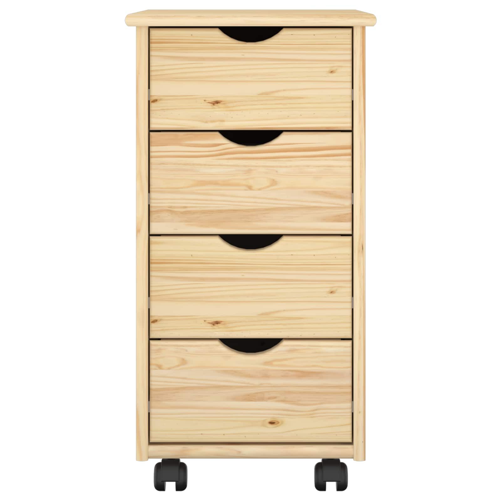 vidaXL Schranksystem Rollschrank 34 x 39 x 65,5 cm Massivholz Kiefer Braun (1-St) – Bild 4 von 5