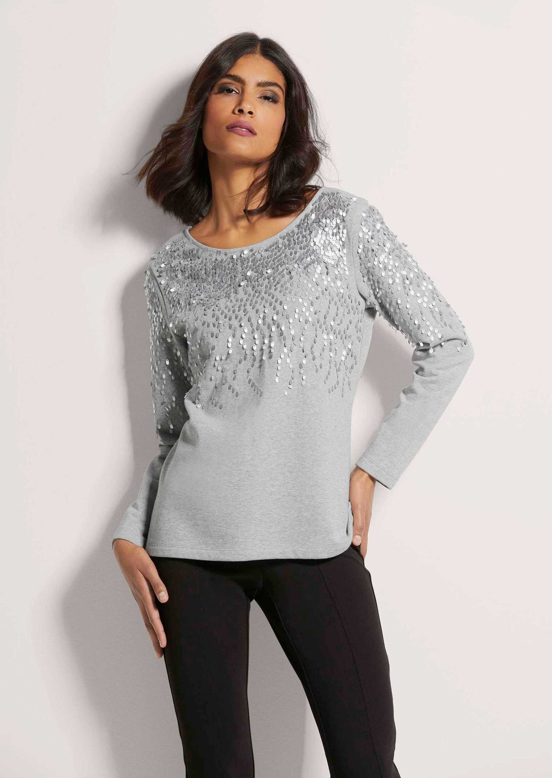 MADELEINE Langarmshirt Glitzeroberteil mit funkelnden Details Eleganter Dam günstig online kaufen