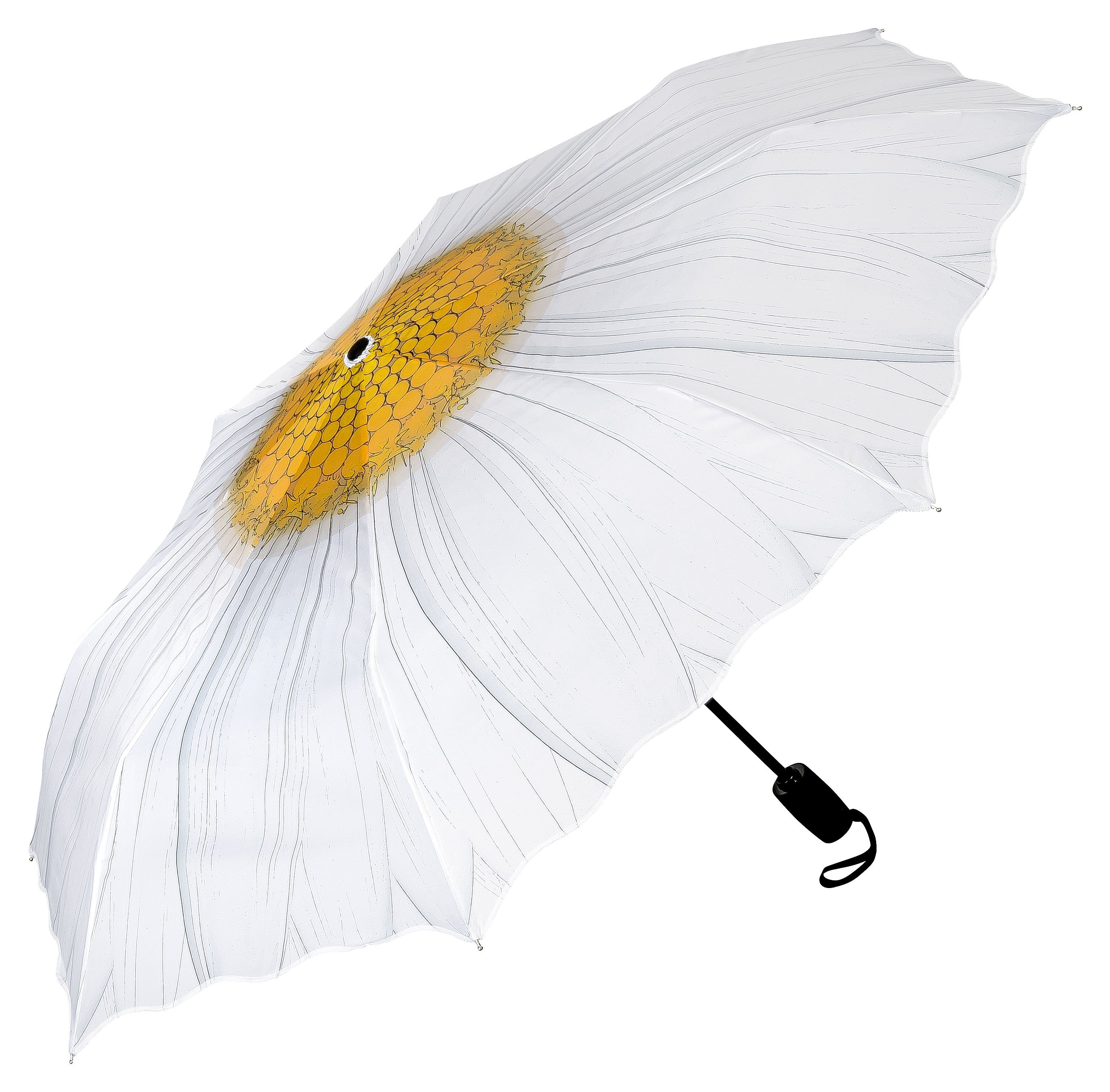 Blume Motivschirm von Margerite Lilienfeld Auf-und-Zu Leicht Wellenkante Automatik Taschenregenschirm Stabil,
