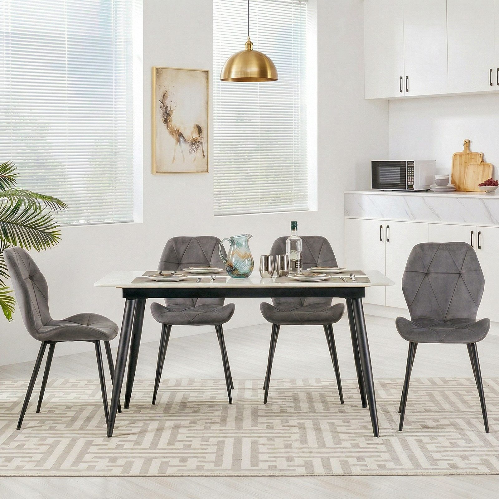 oyajia Esszimmerstuhl 4er Set Essstühle Stühle Küchenstuhl, Metall Beine, Samt Polsterstuhl (mit Ergonomischer Rückenlehne und Metallbeinen, 4 St), Moderner Küchenstühle