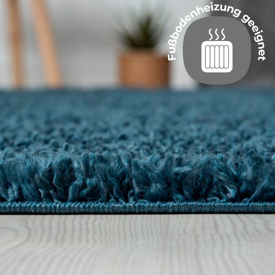 OTTO home Hochflor-Teppich Banji, rund, Höhe: 37 mm, Uni Farben, weich und flauschig, auch als rechteckig erhältlich