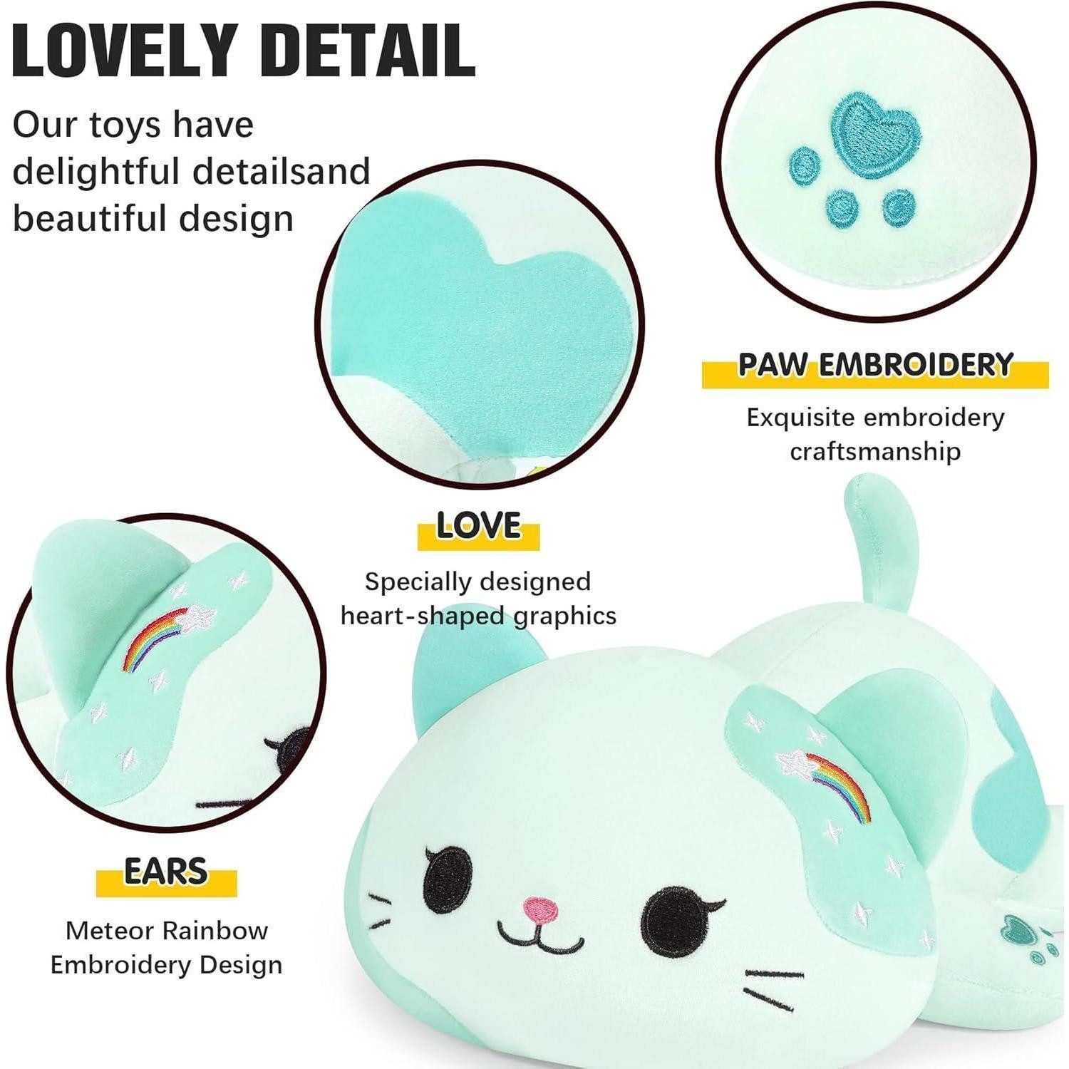 LuxusKollektion Kuscheltier Plüschtier Katze Kuscheltier Stofftier Kawaii Wurfkissen grün 23cm