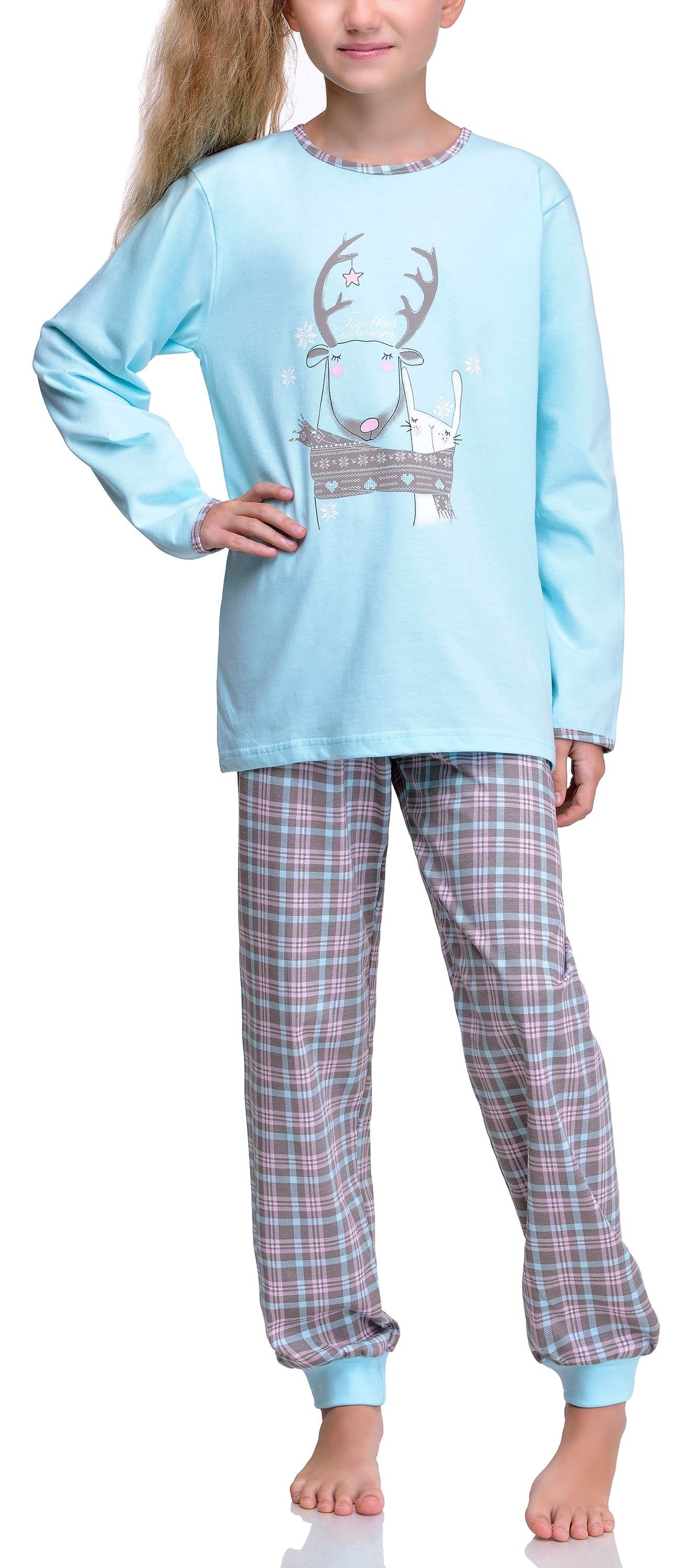 Timone Schlafanzug Mädchen Schlafanzüge Langarm aus Baumwolle Winter Pyjama Set TITR850