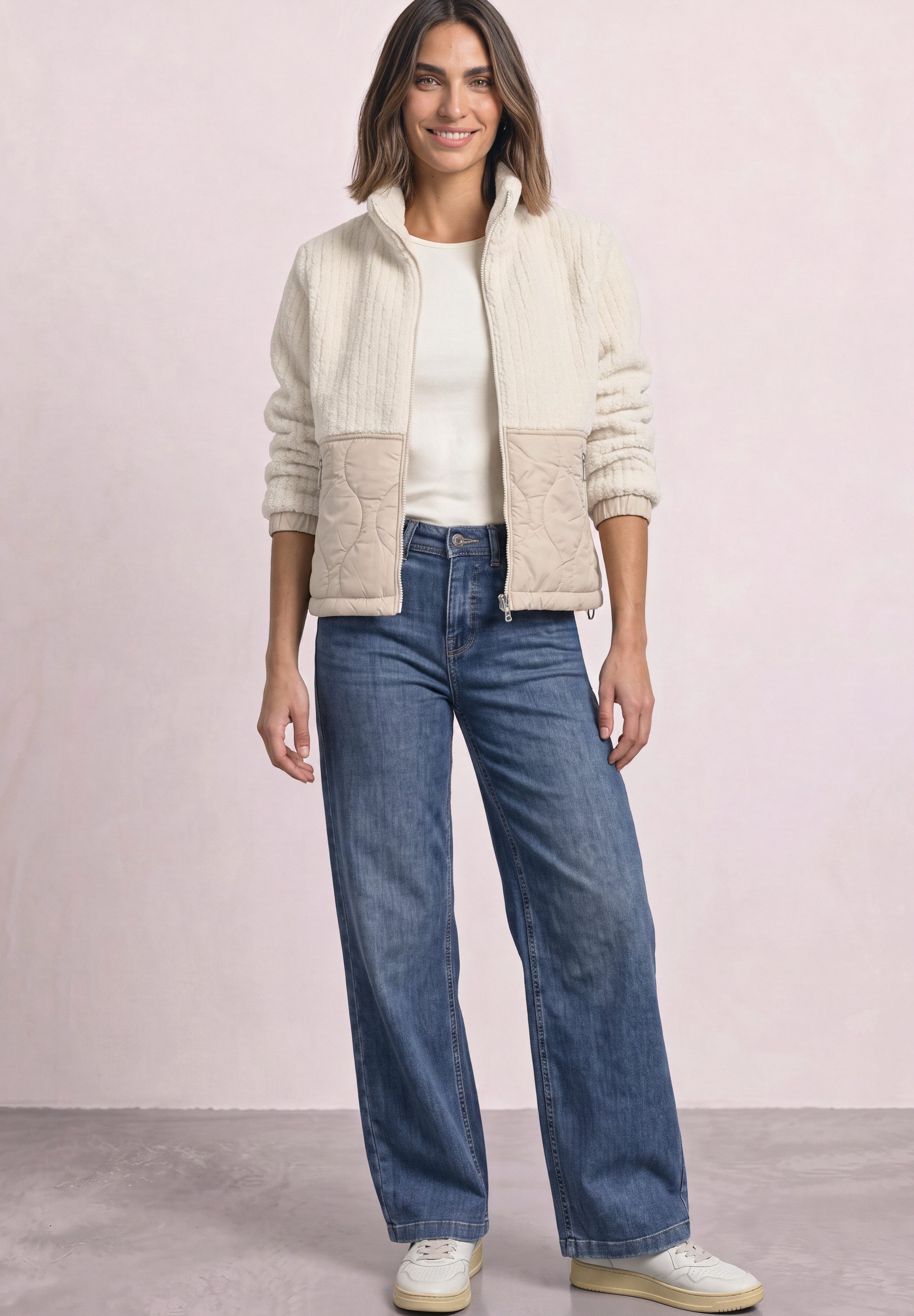 STREET ONE Fellimitatjacke mit Tunnelzugsaum