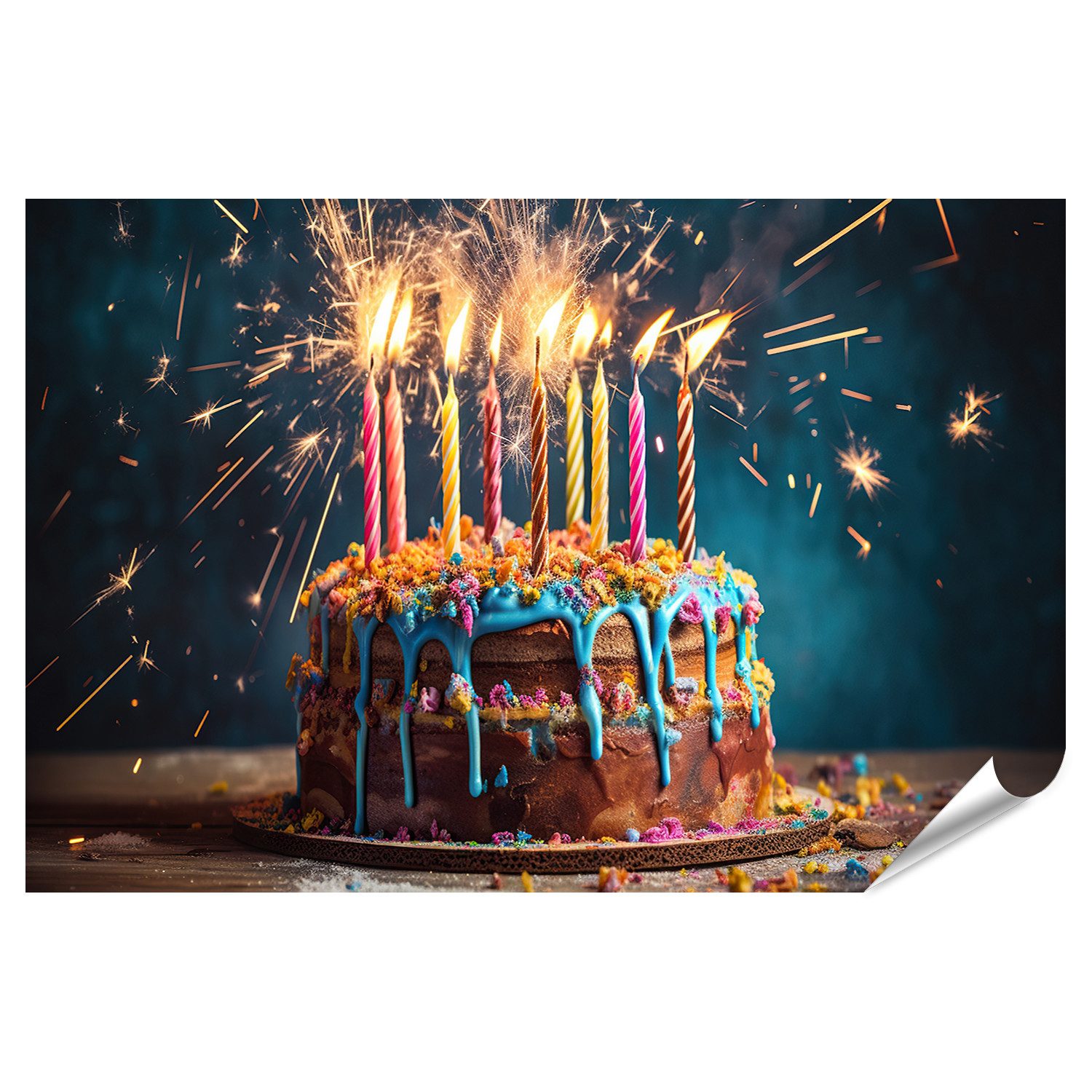 Poster Geburtstagskuchen Kerzen Feuerwerk Konzept Feier Geburtstag Bilder
