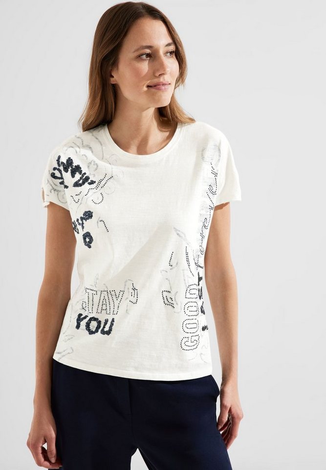 Cecil Print-Shirt aus reiner Baumwolle, Ornament Inside-Out Print
