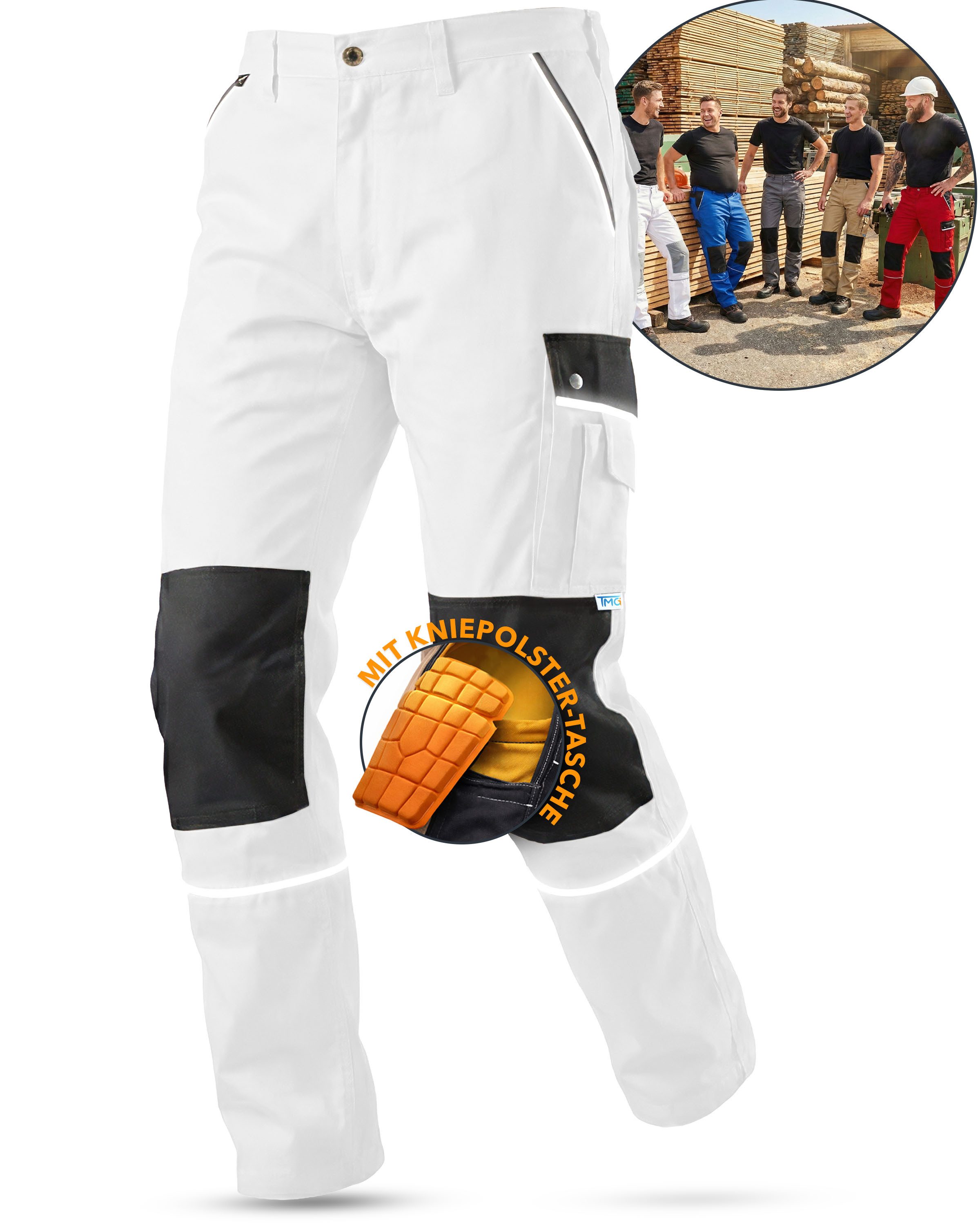 TMG International Arbeitshose Arbeitshose Bundhose Cargohose Style Arbeitshose Herren mit Kniepolstertaschen in Übergrößen erhältlich