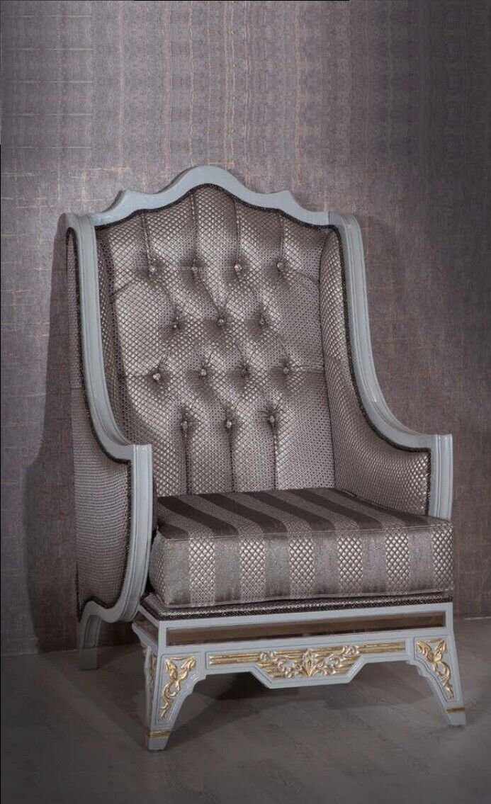 JVmoebel Chesterfield-Sessel Sessel Luxus Designer Grau Textil 1 Sitzer Polster Einsitzer Möbel (1-St., 1x Sessel), Made in Europa