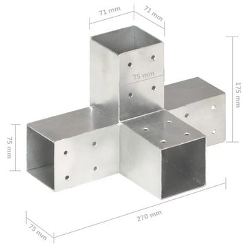 vidaXL Gartentor Pfostenverbinder 4 Stk X-Form Verzinktes Metall 71 x 71 mm