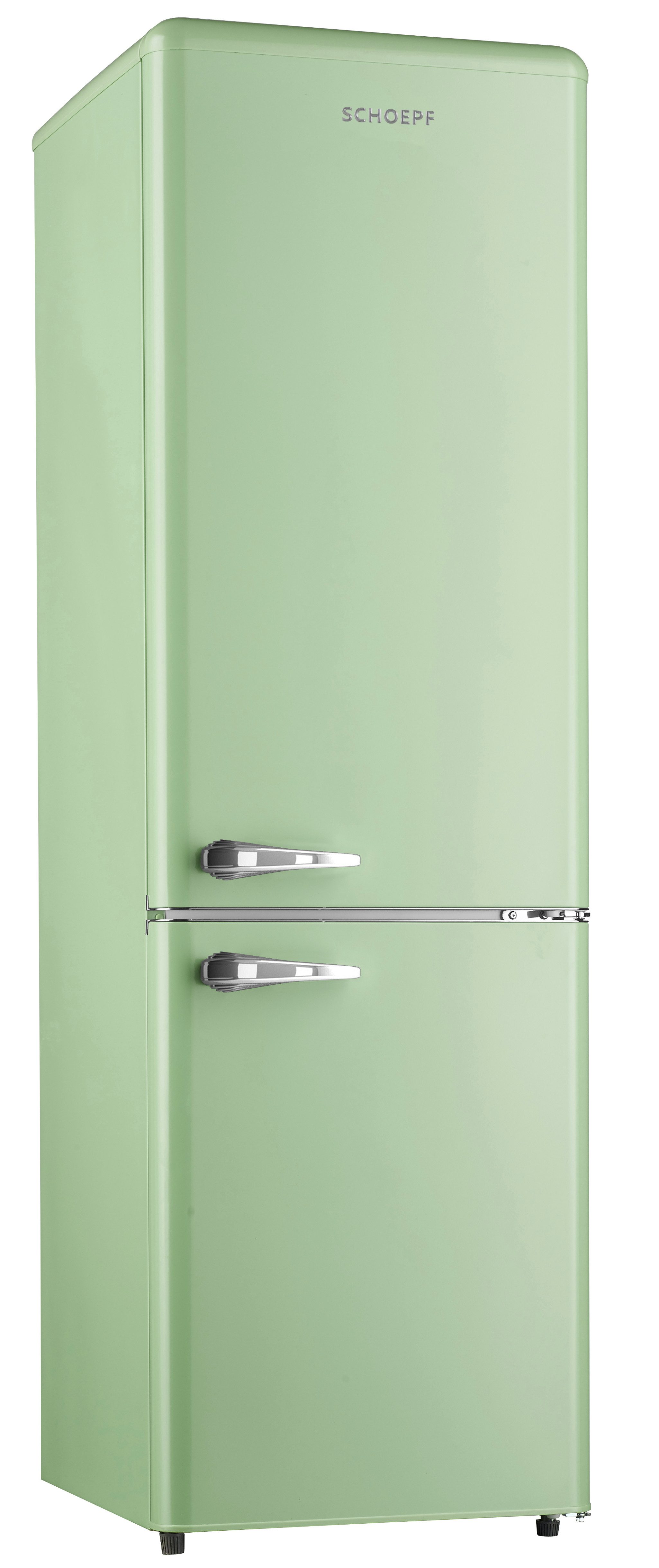 SCHOEPF Kühl-/Gefrierkombination RKG265DSG, 177,50 cm hoch, 54,60 cm breit, Retro-Design, 249 Liter Nutzinhalt Gesamt, Externe Chrom Griffe