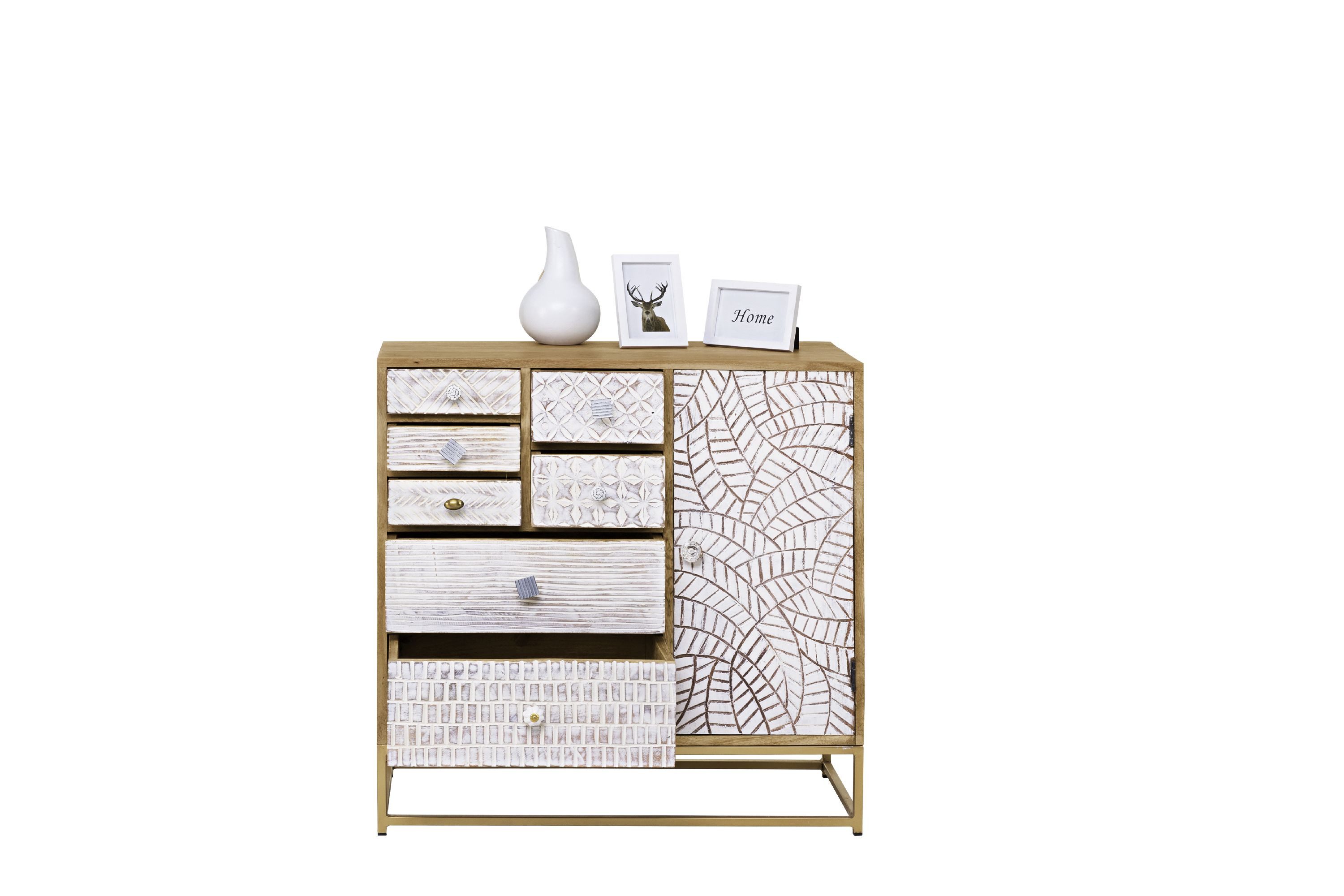 SANSIBAR LIVING Kommode Kommode SANSIBAR AMRUM BHT 80x80x35 cm braun Sideboard Bürokommode