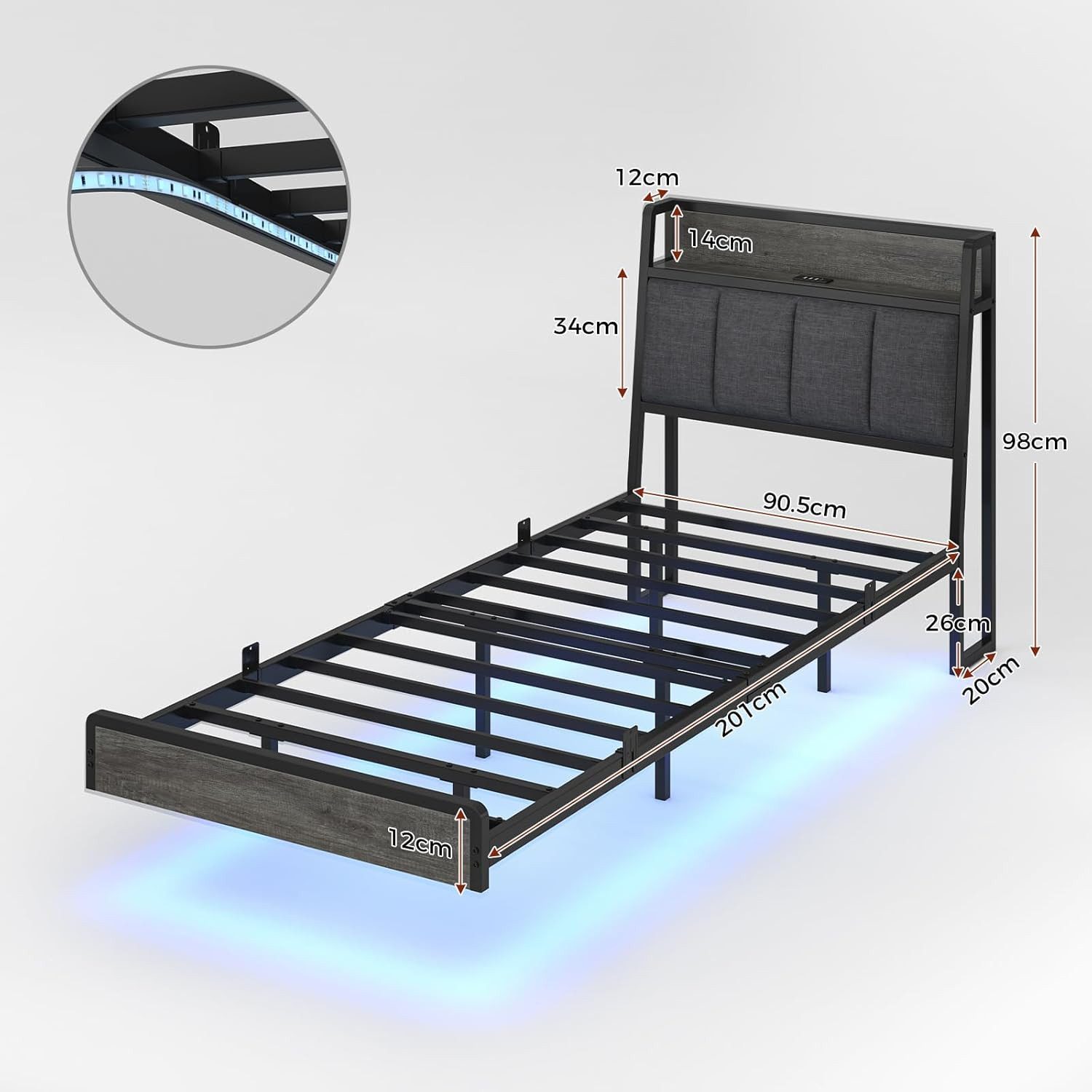 KIMENICH Polsterbett mit USB Ladefunktion und LED-Beleuchtung, Schwebender günstig online kaufen